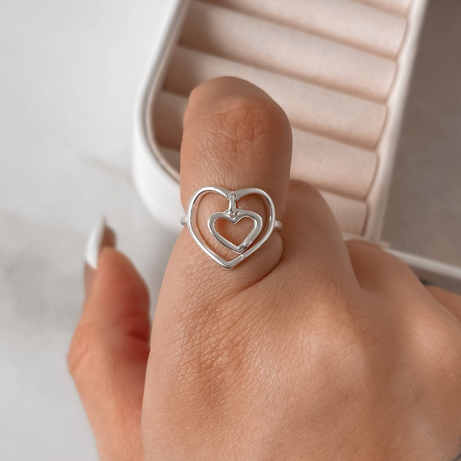 Anel coração pingente coração