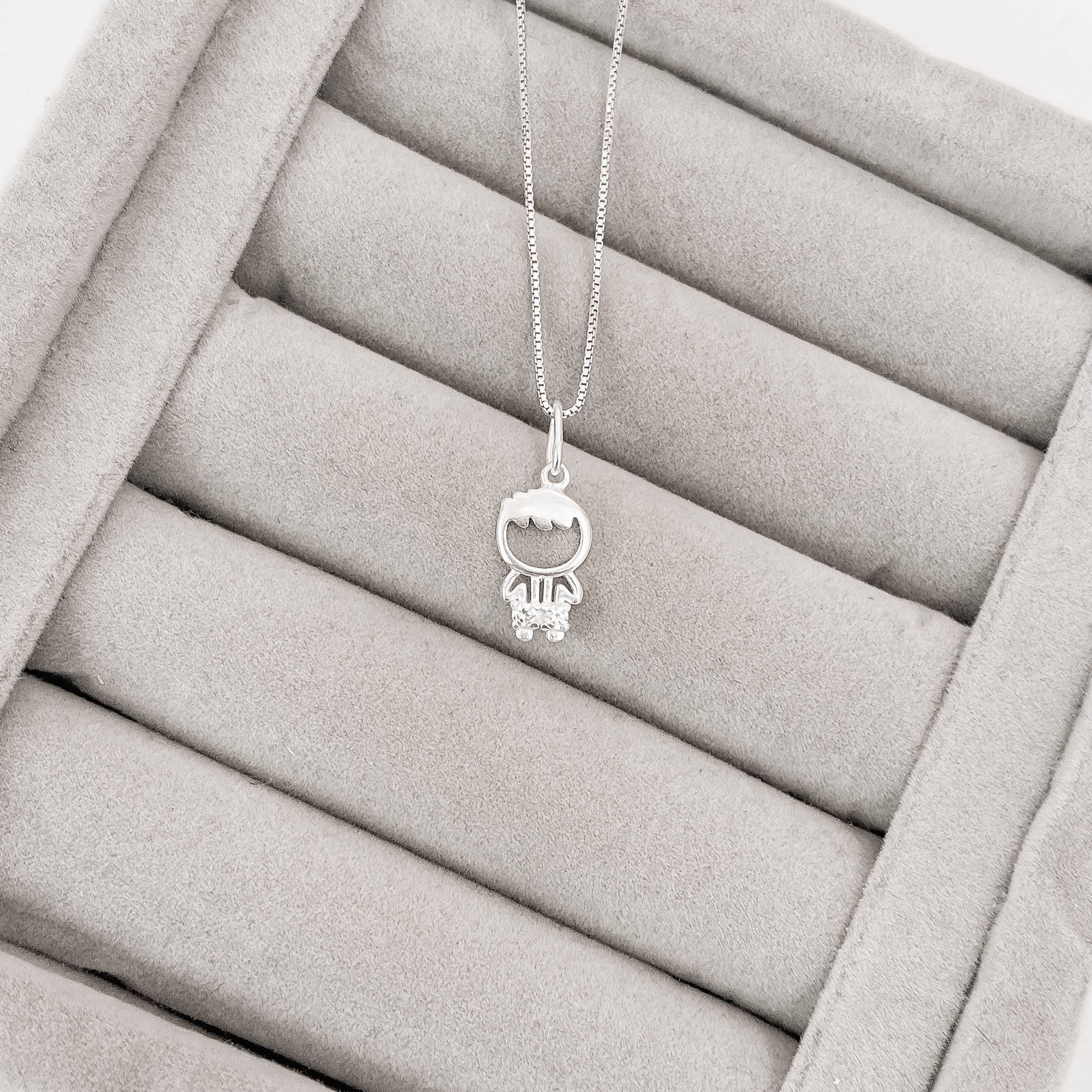 Imagem Secundária Colar pingente menino detalhe cravejado 13mm 45cm