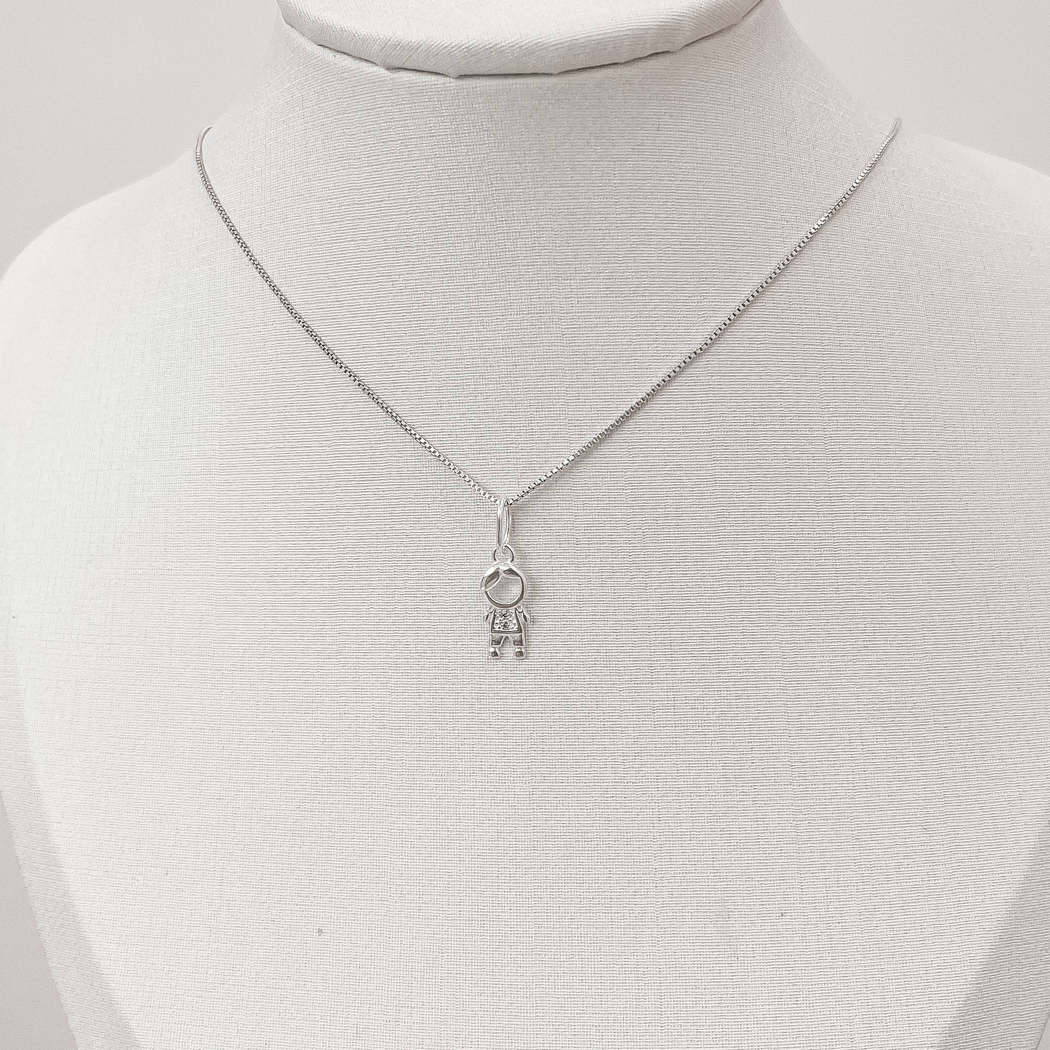 Imagem Colar pingente menino detalhe zircônias 12mm 45cm