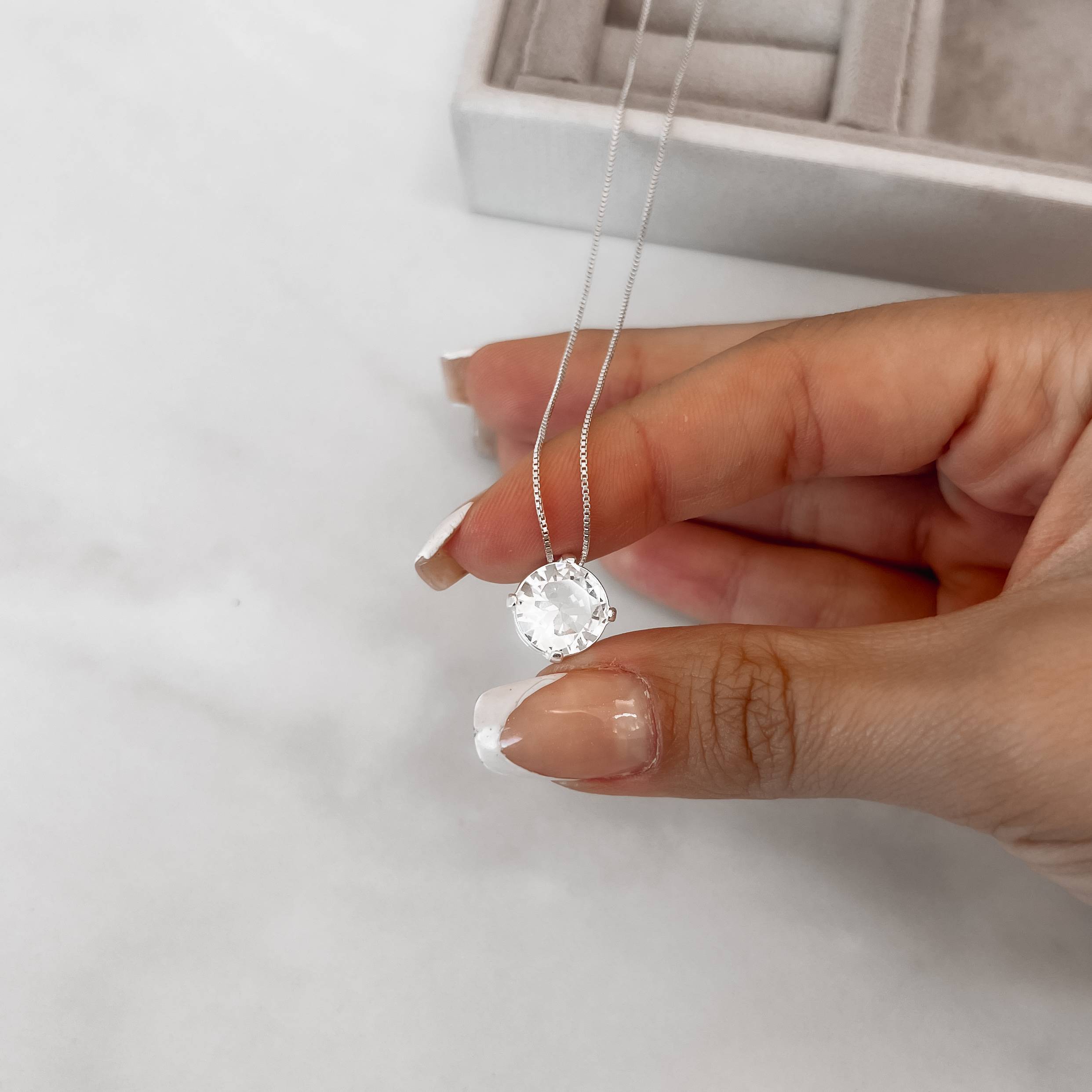 Imagem Secundária Colar zircônia cristal 10mm 45cm