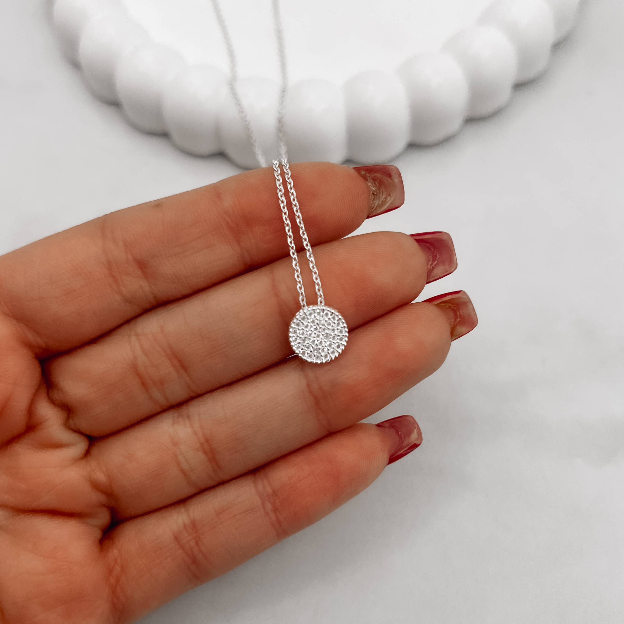 Imagem Colar botão cravejado 9mm corrente cadeado 45cm