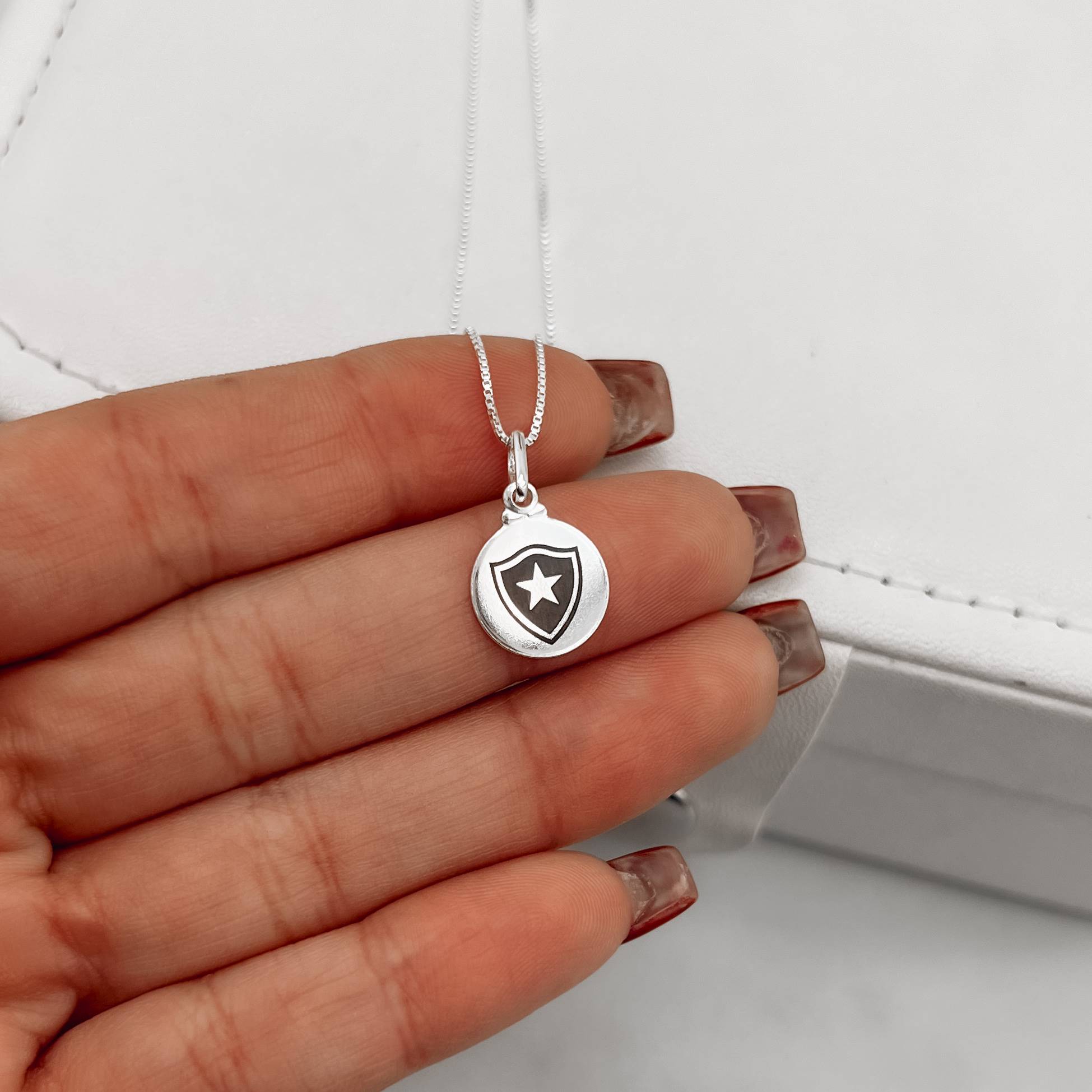 Imagem Secundária Colar pingente medalha time Botafogo 12mm 40cm