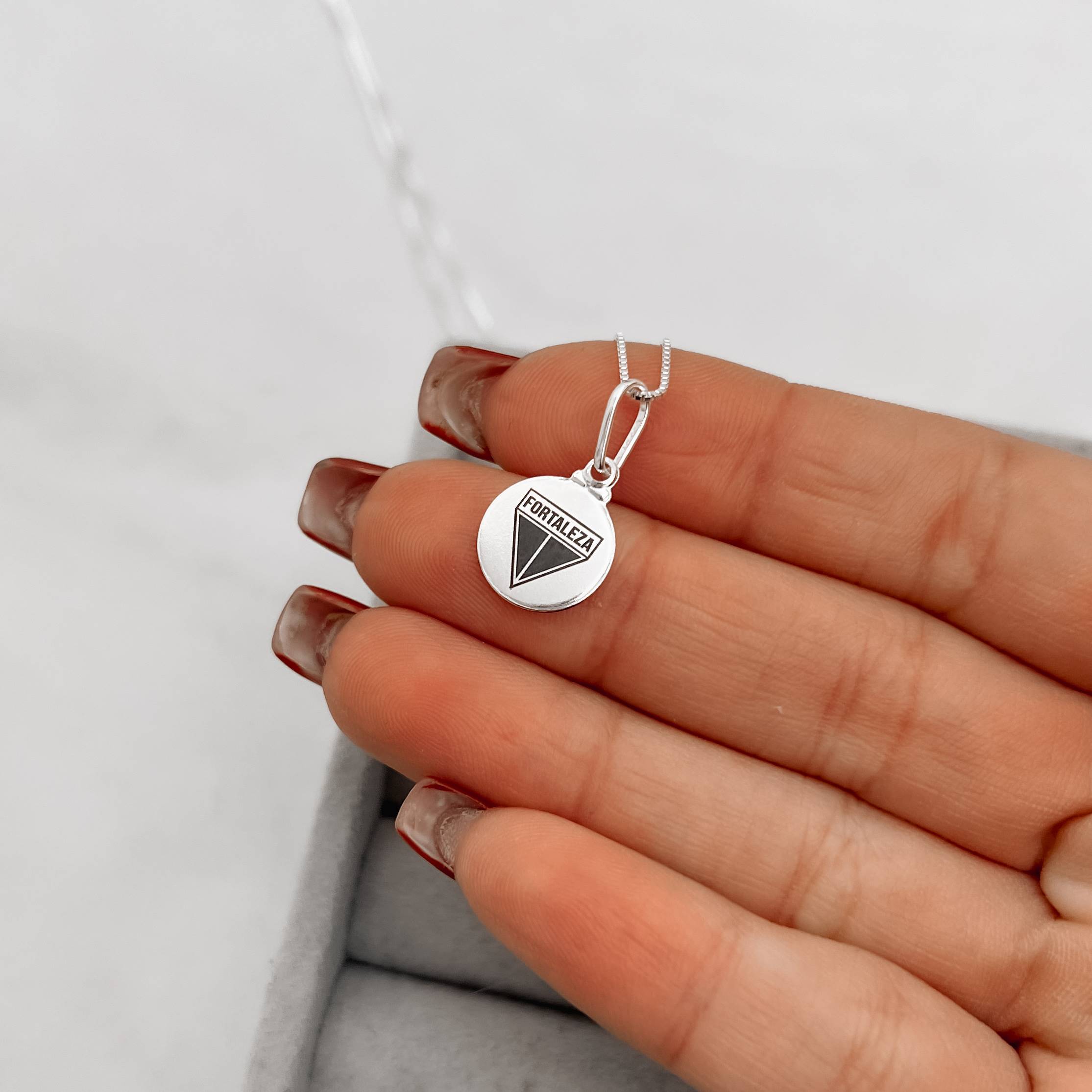 Colar pingente medalha time Fortaleza 12mm 40cm