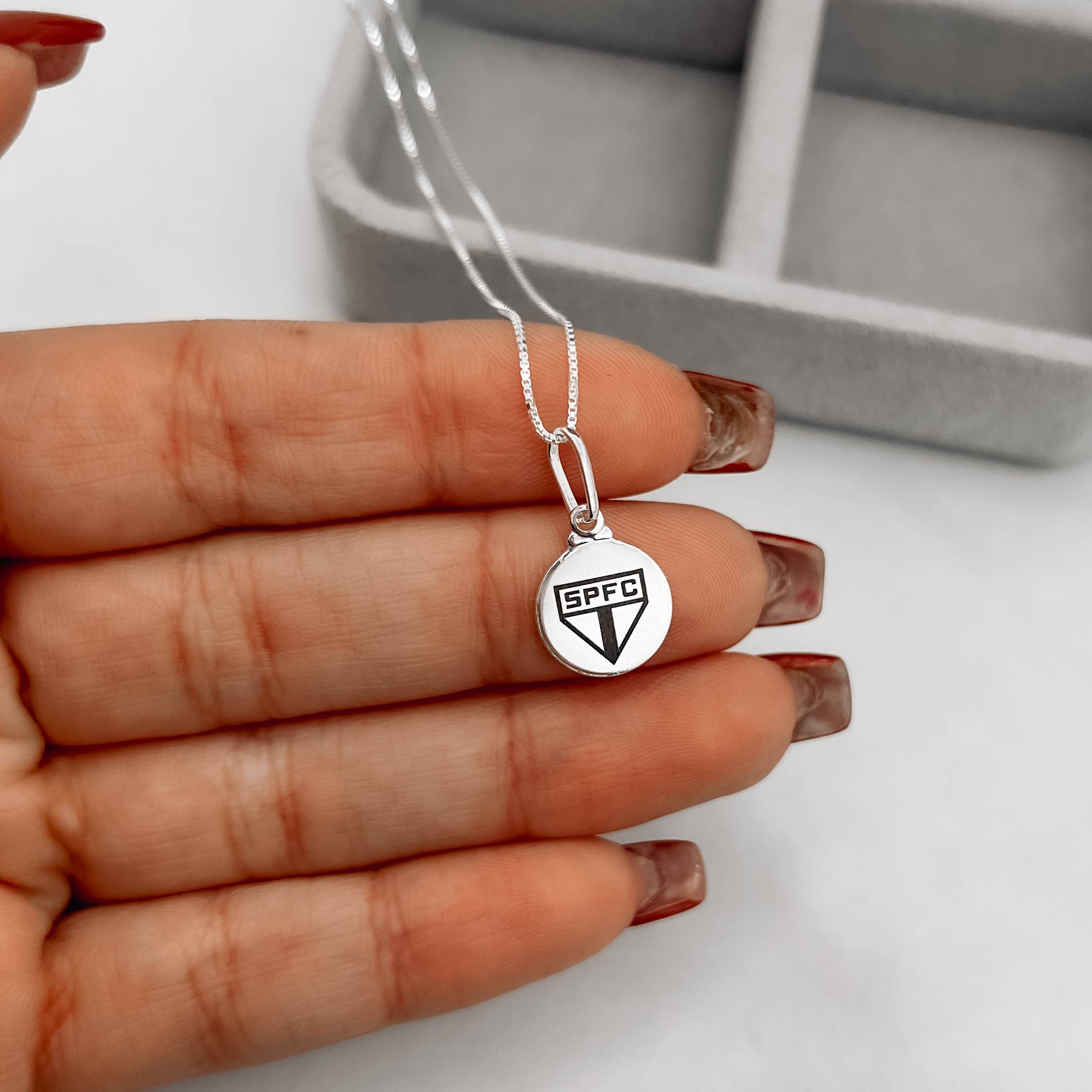 Imagem Colar pingente medalha time São Paulo 12mm 40cm