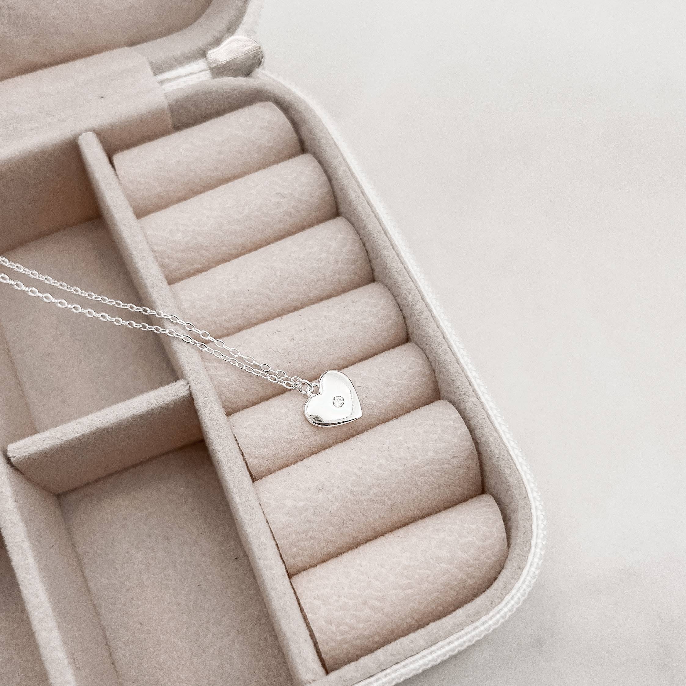 Colar pingente coração com zircônia 9mm corrente cadeado 40+5cm