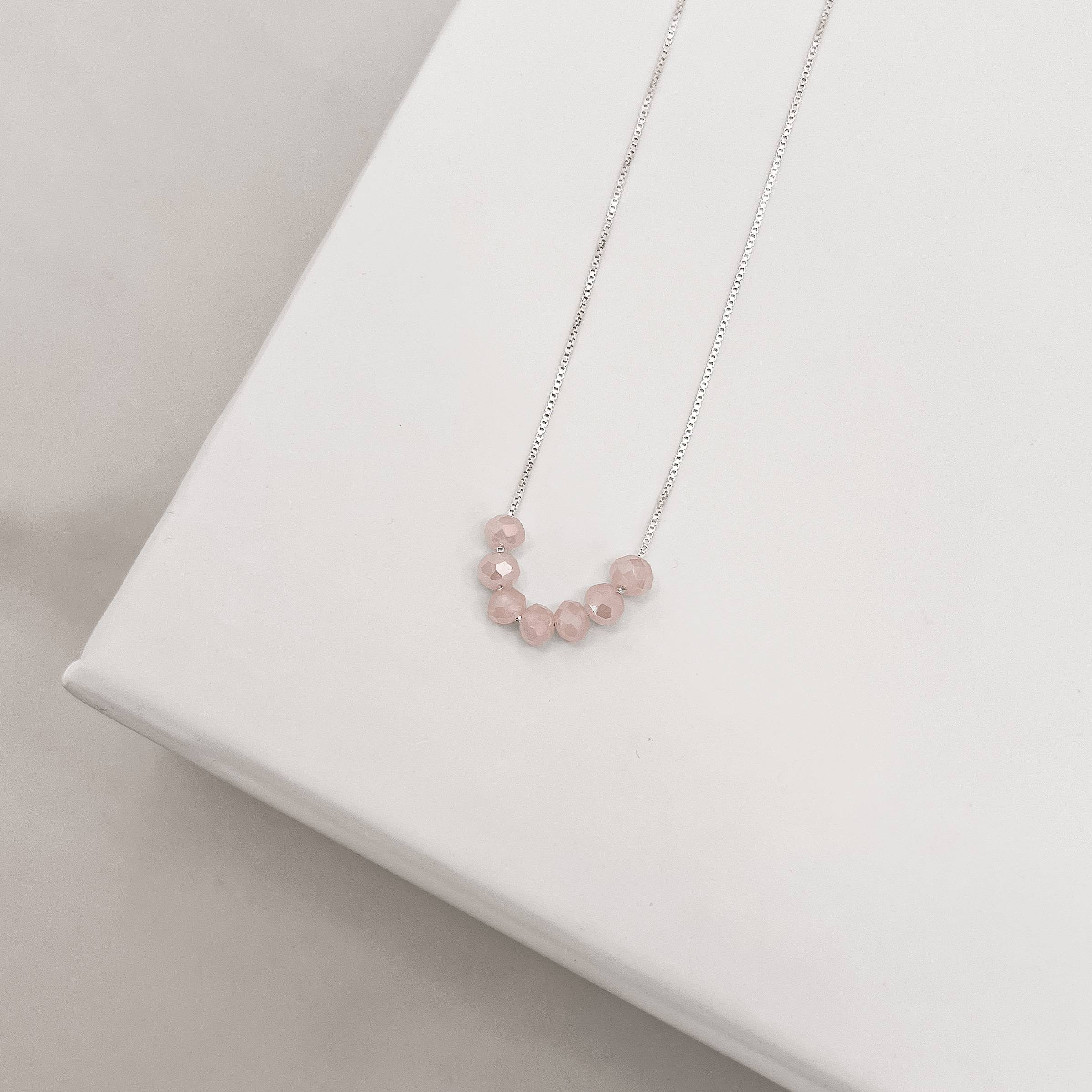 Imagem Colar cristal rosa irisado 4mm 45cm