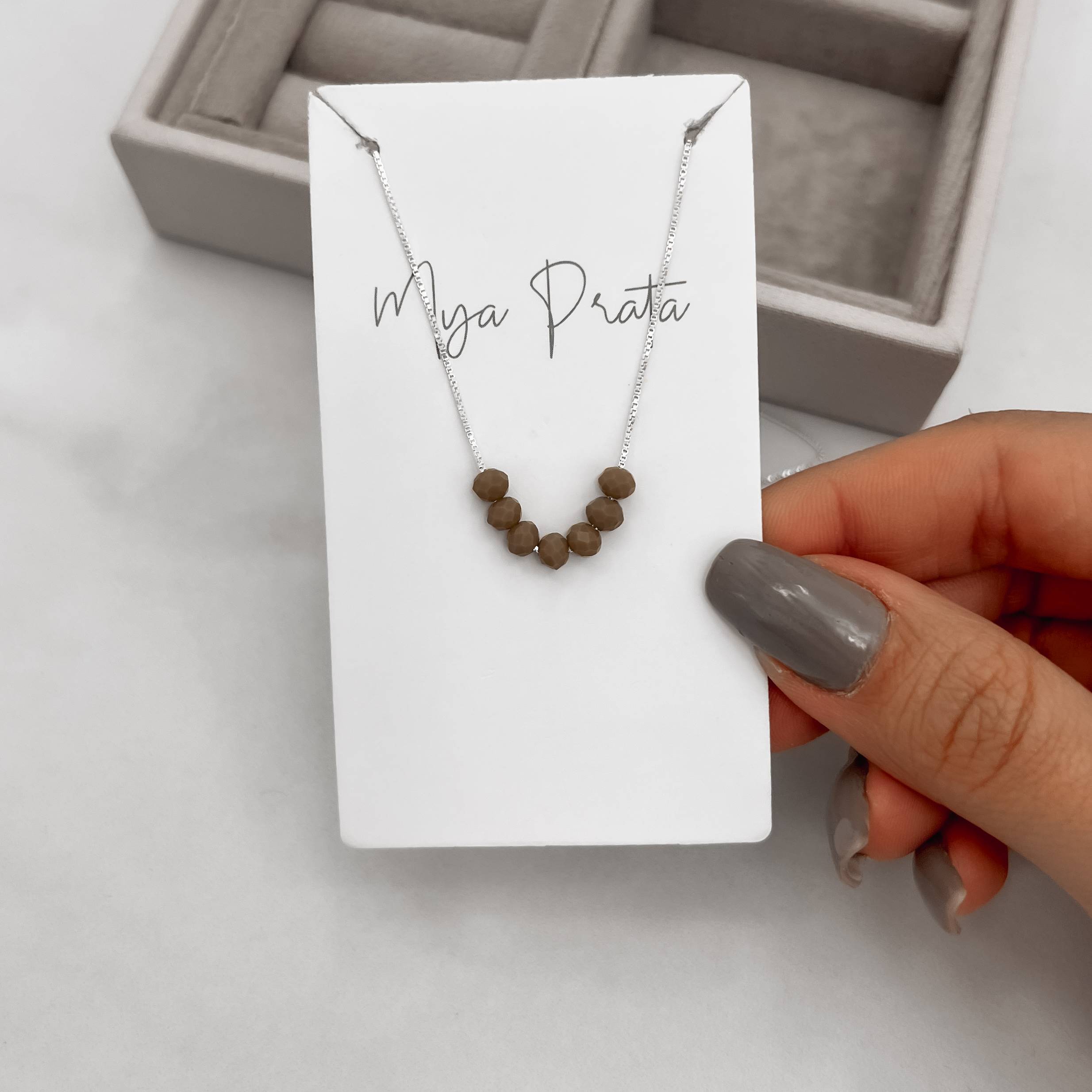 Imagem Colar cristal marrom claro 4mm 45cm