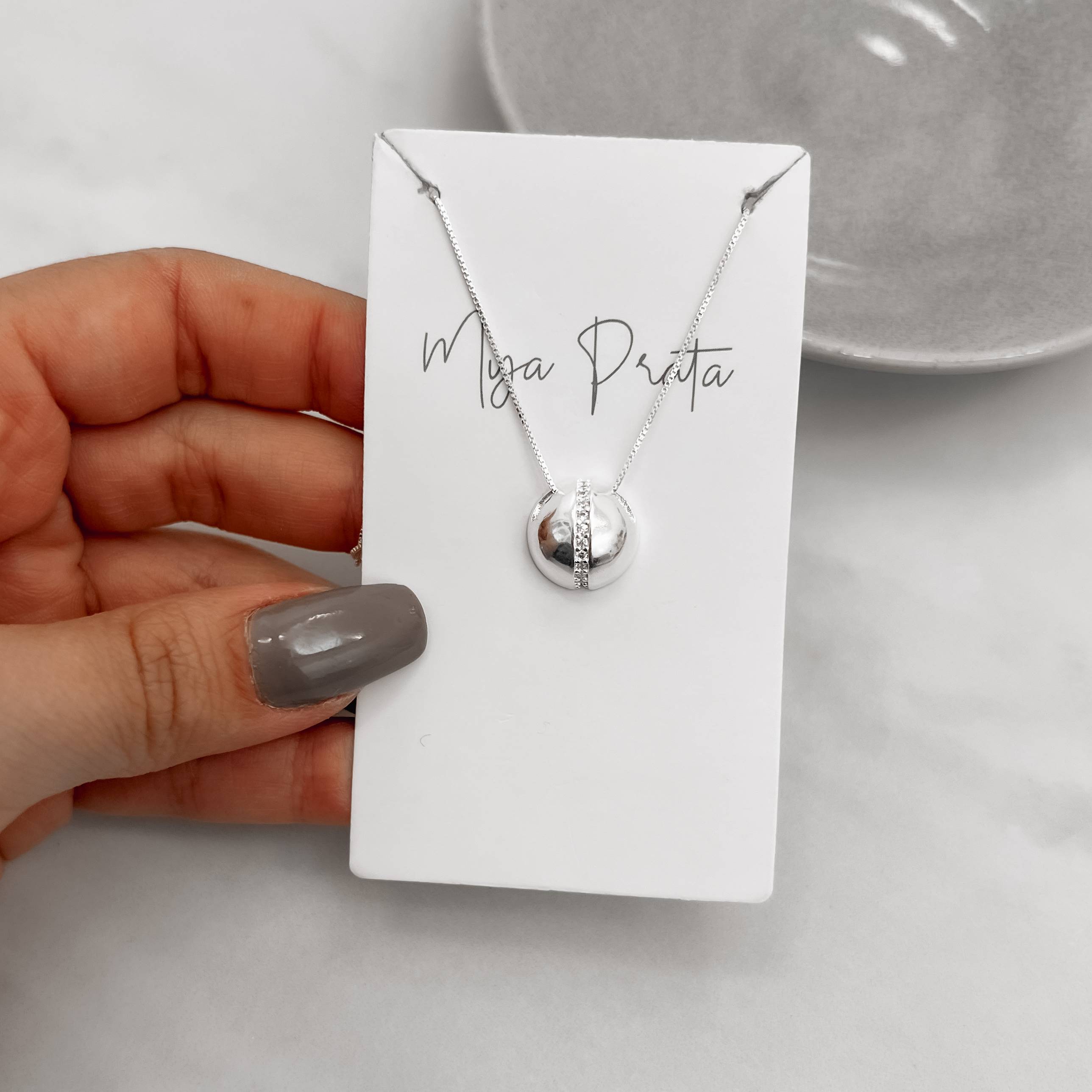 Imagem Colar redondo detalhe cravejado 13mm 45cm