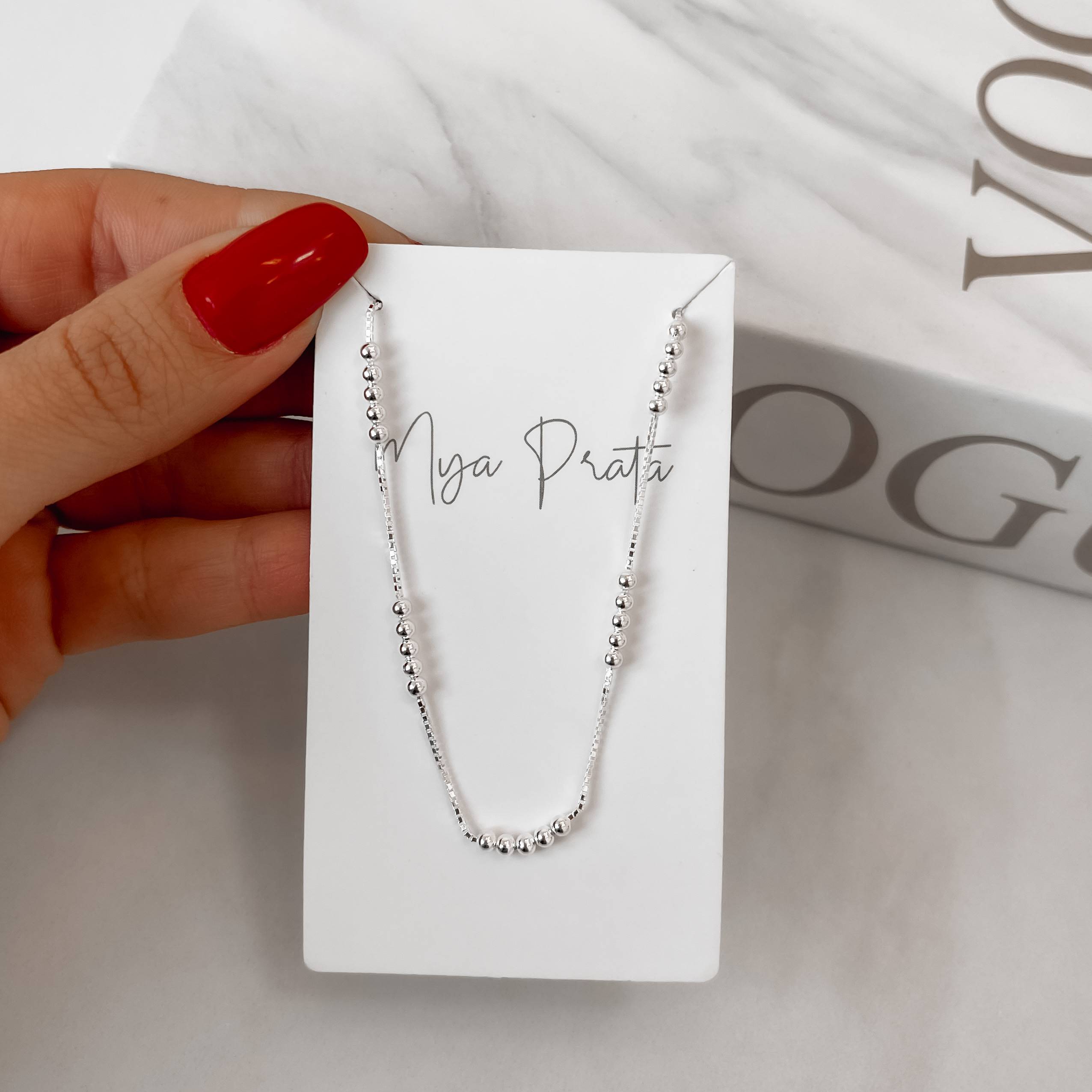 Corrente veneziana v15 com detalhe 5 bolas 2.5 45cm