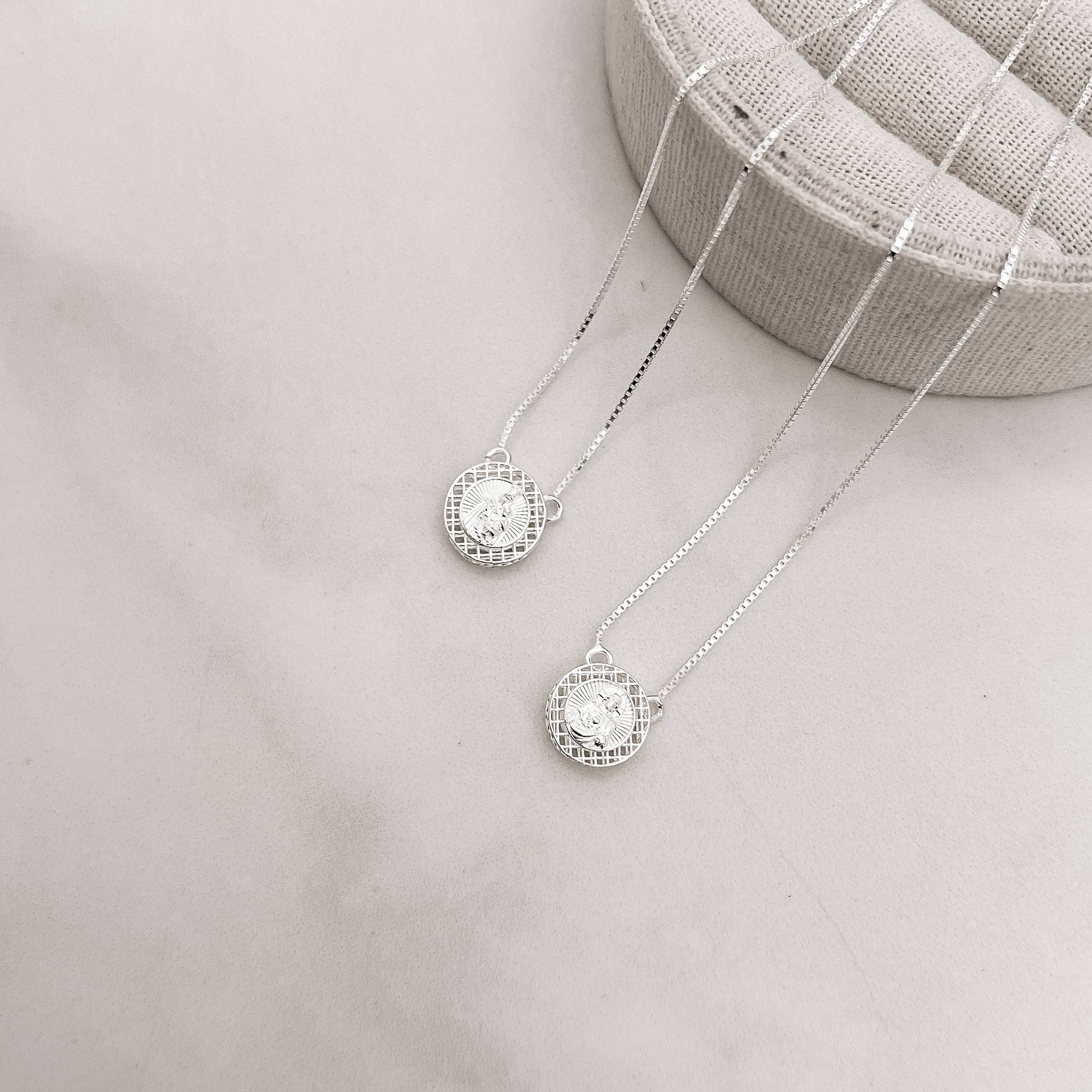 Escapulário tradicional medalha redonda renda Italiana v15 60cm