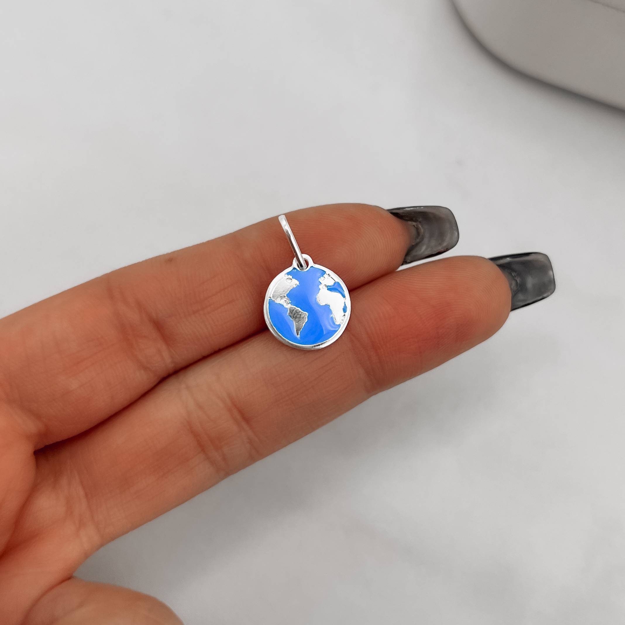 Imagem Secundária Pingente planeta Terra 12mm resina