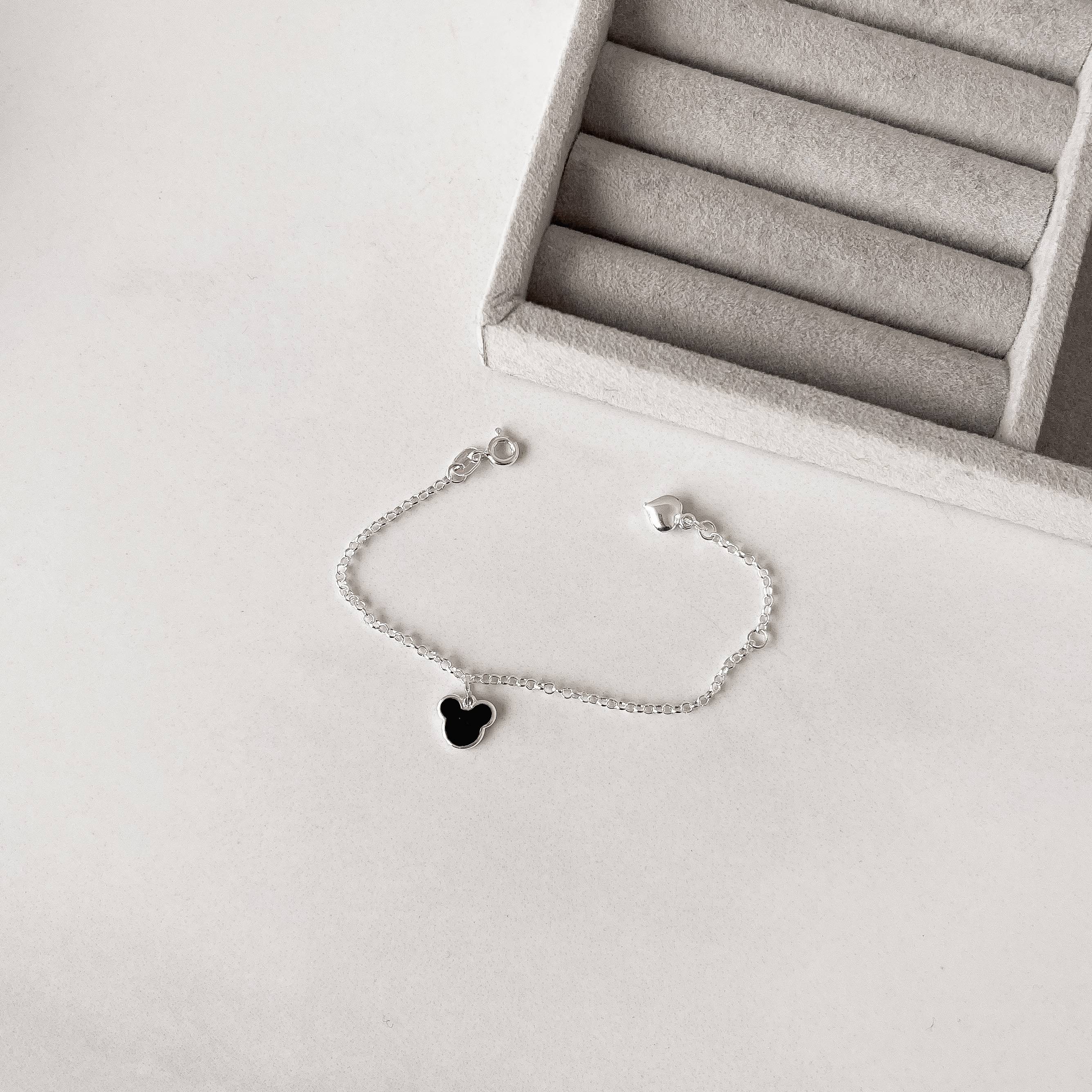 Pulseira infantil pingente Mickey 8mm resina