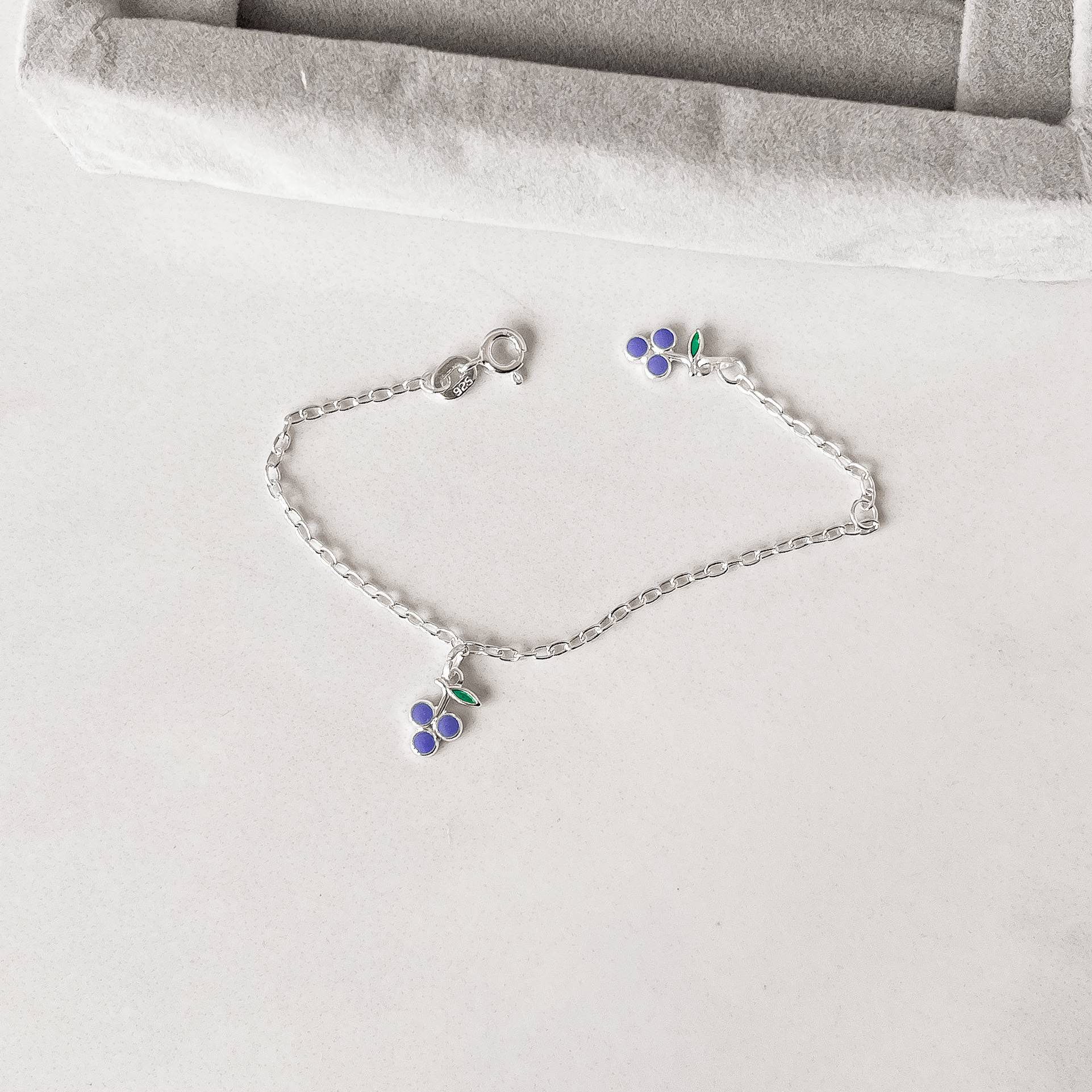 Pulseira infantil pingentes uva resina 10mm