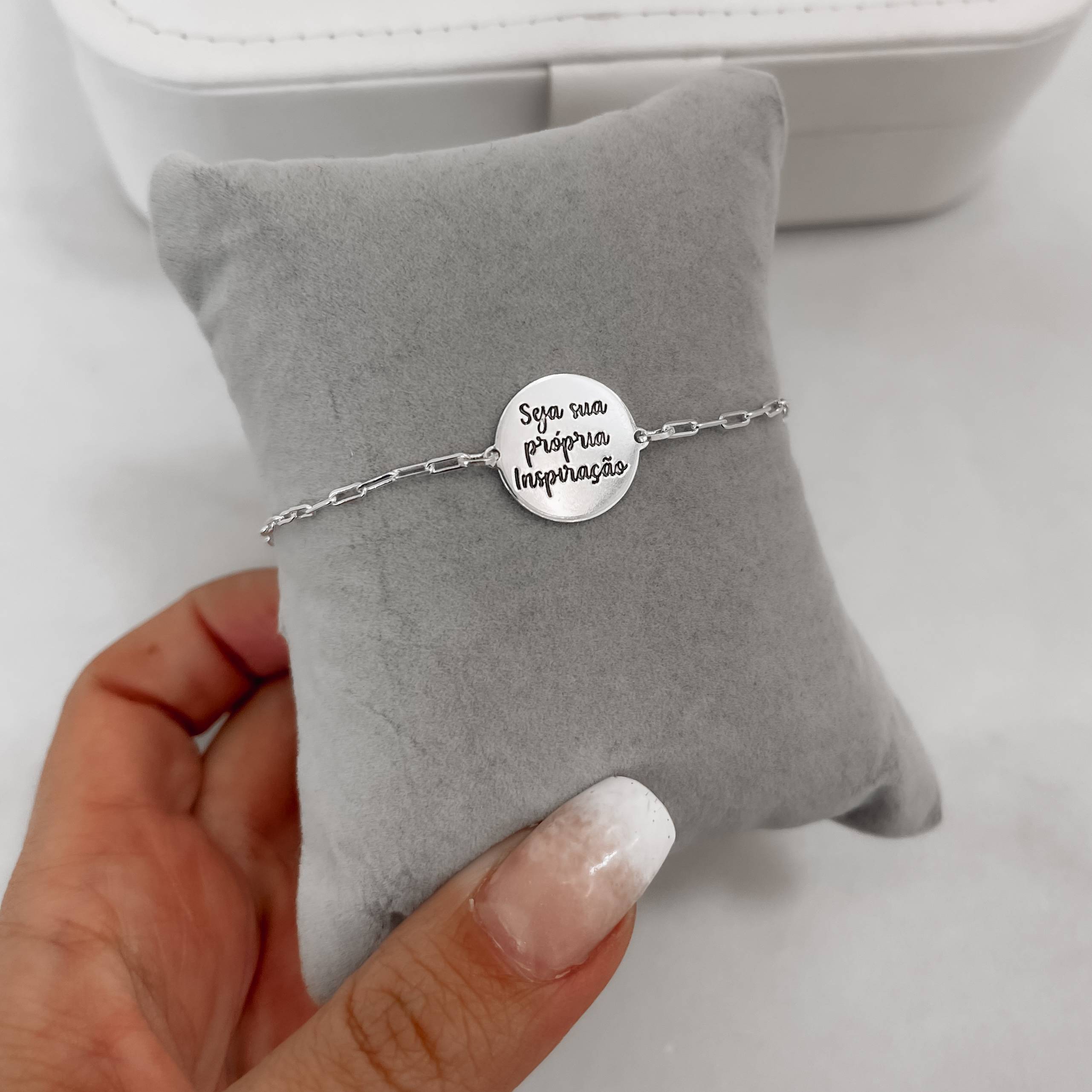 Pulseira entremeio medalha seja sua própria inspiração resina 15mm