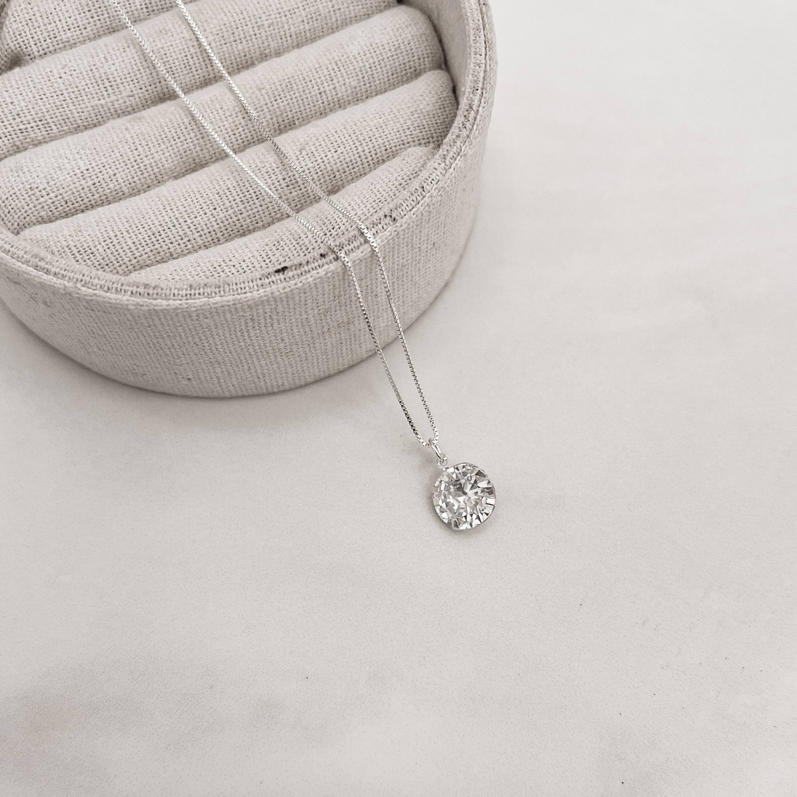 Imagem Colar pingente zircônia redonda 10mm 45cm