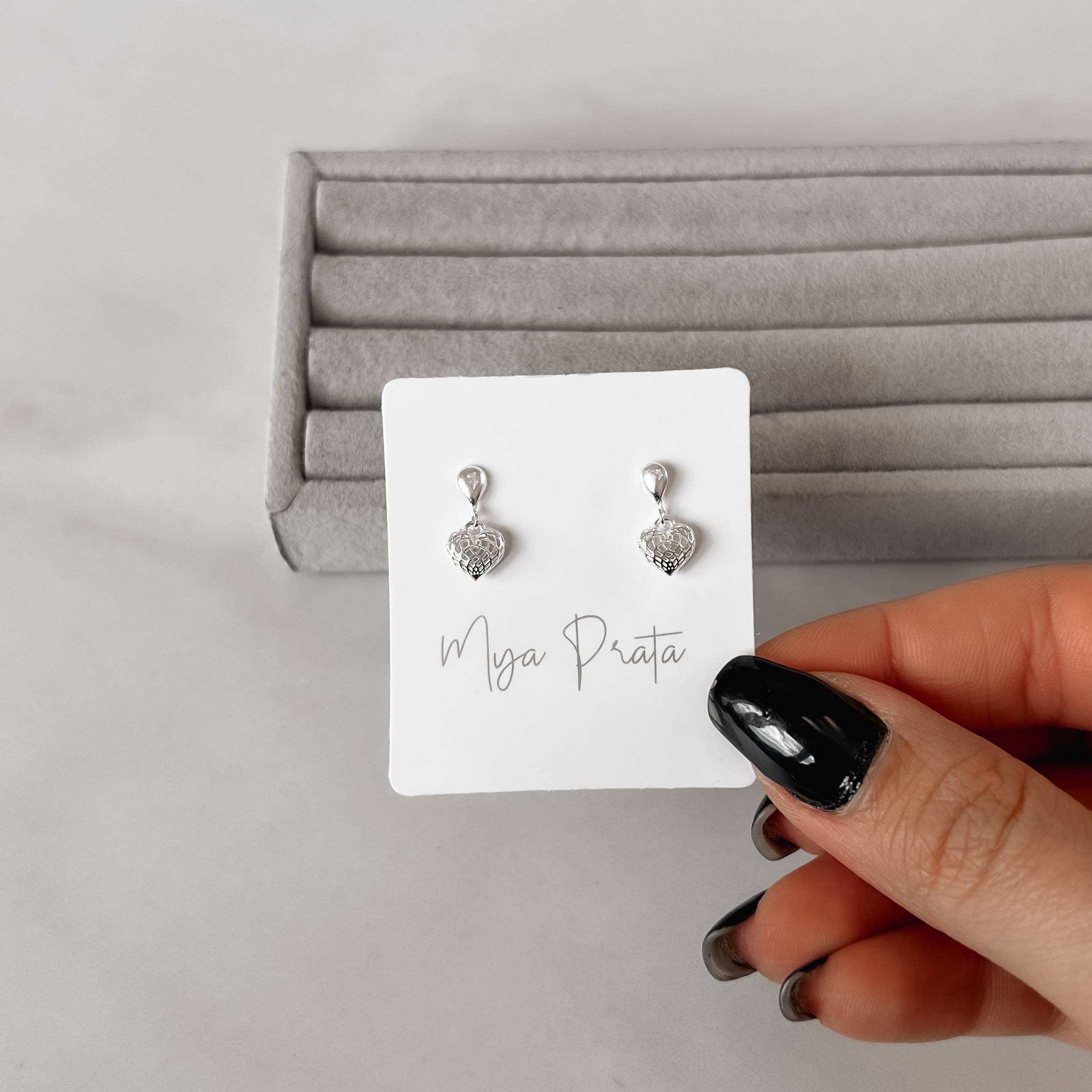 Imagem Secundária Brinco base gota pingente coração 3D