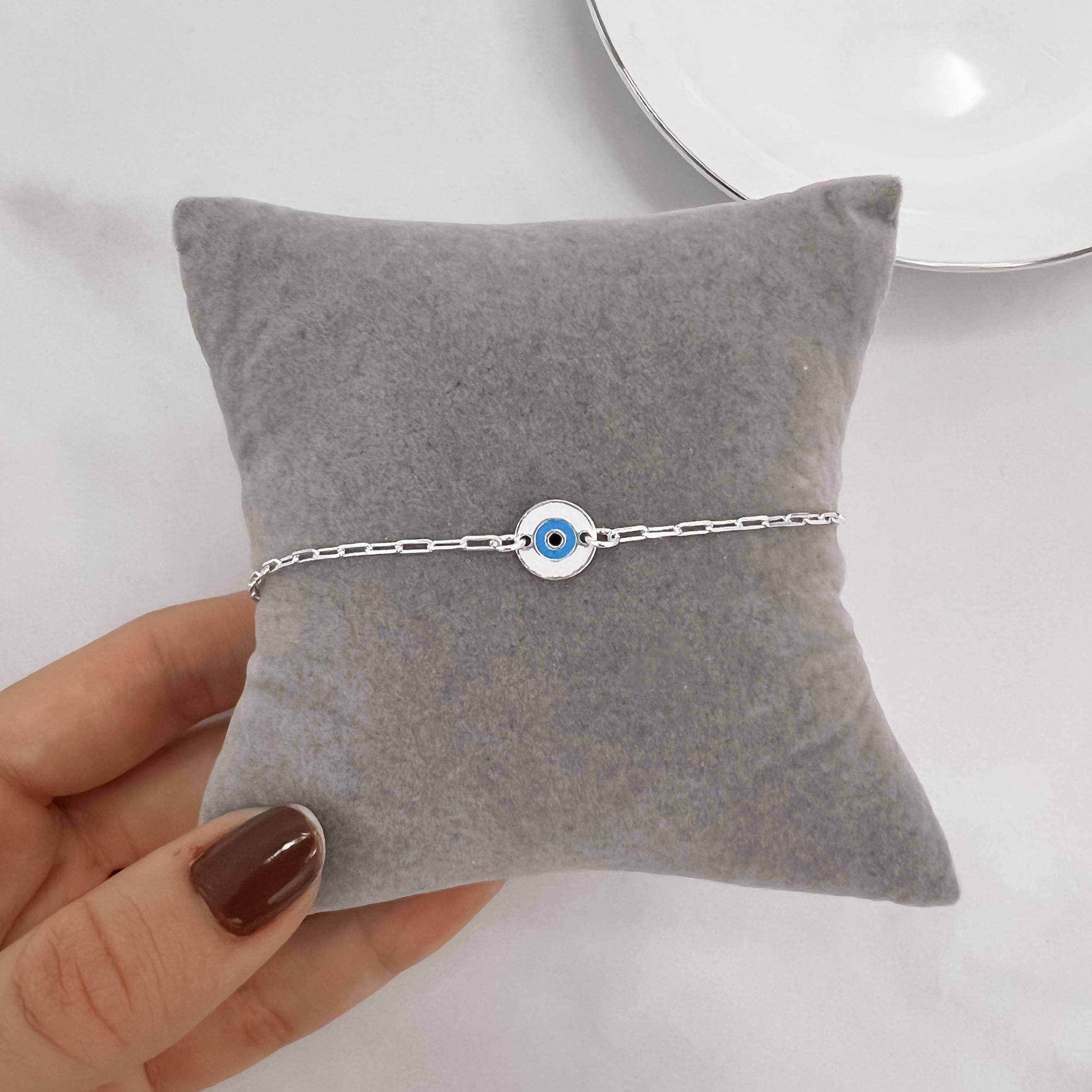 Pulseira entremeio olho grego 8mm resina