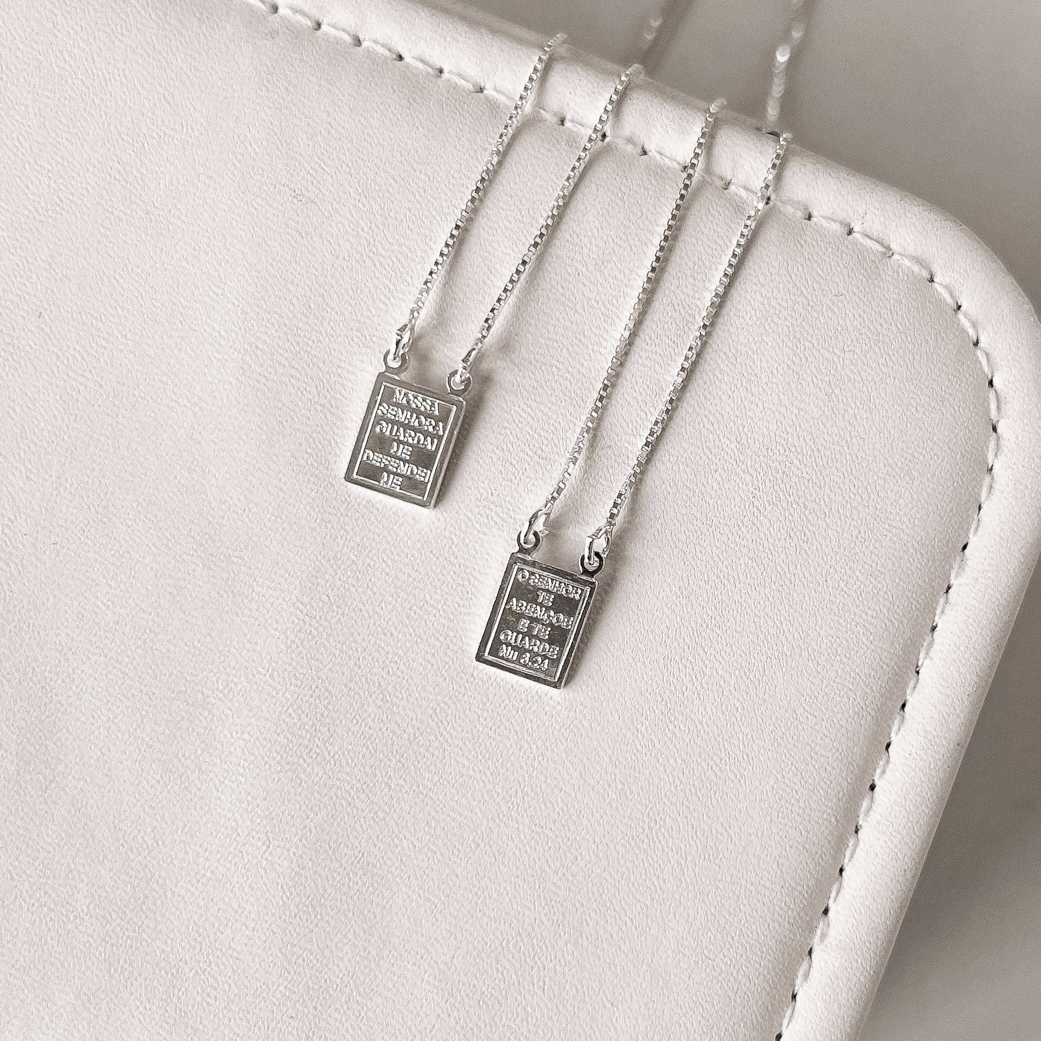 Imagem Secundária Escapulário medalhas Nsa. Sra. Aparecida e Sagrado coração verso Salmos v15 60cm