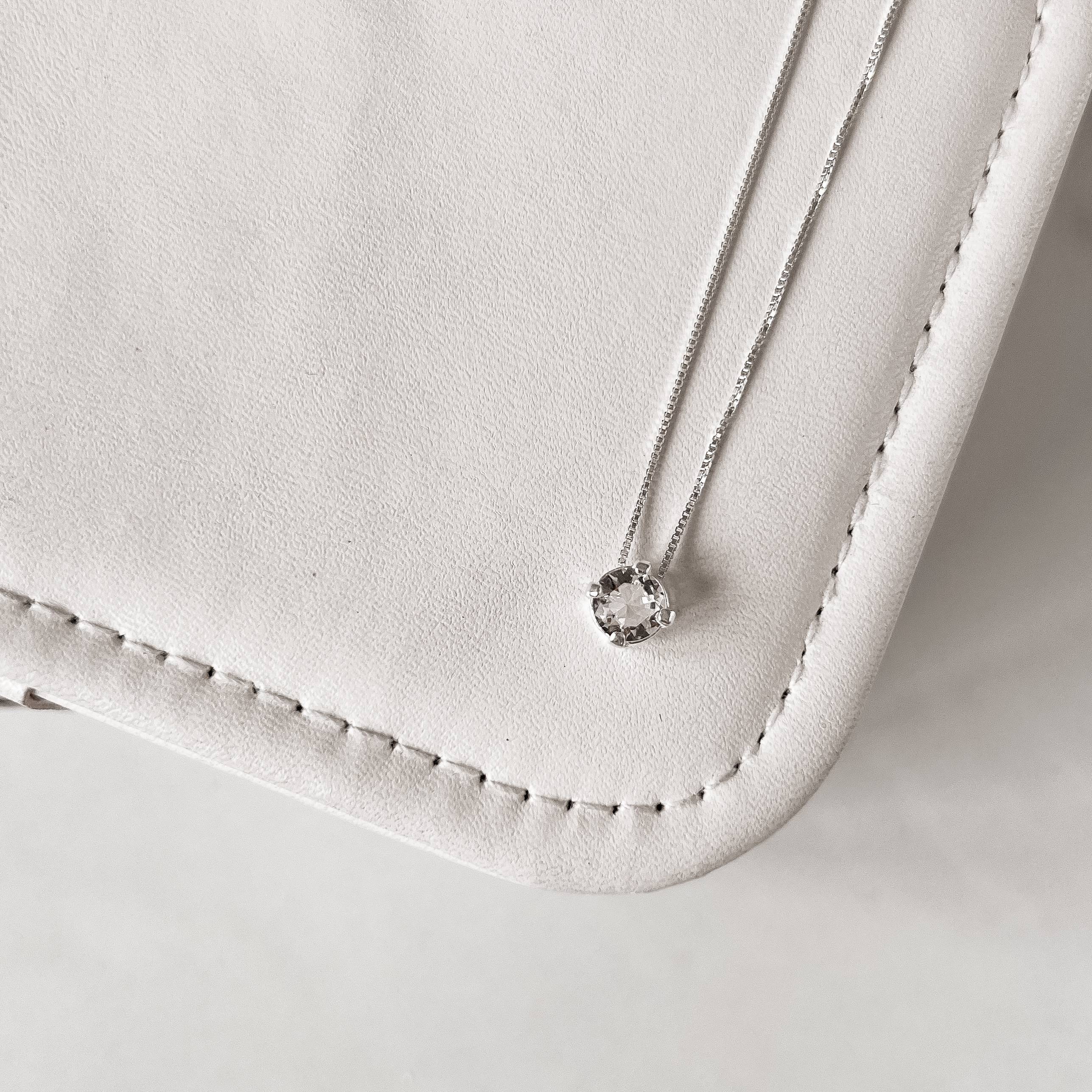 Imagem Colar zircônia redonda cristal 6mm 45cm