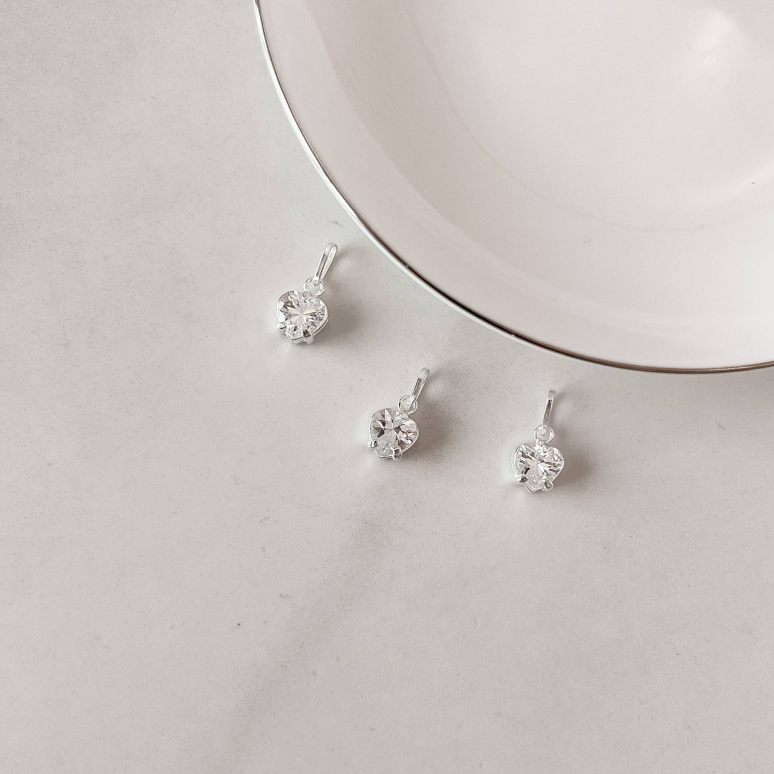 Pingente zircônia coração cristal 5mm