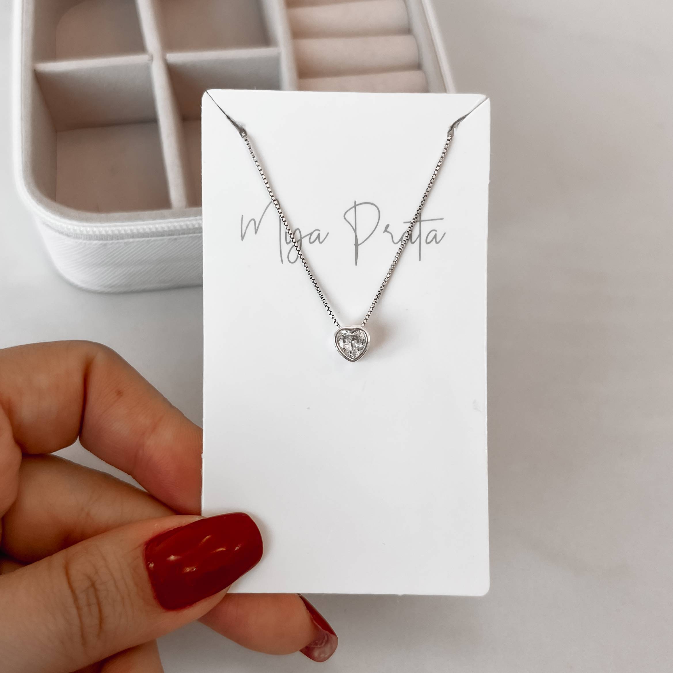 Imagem Colar zircônia embutida coração 6mm 40cm