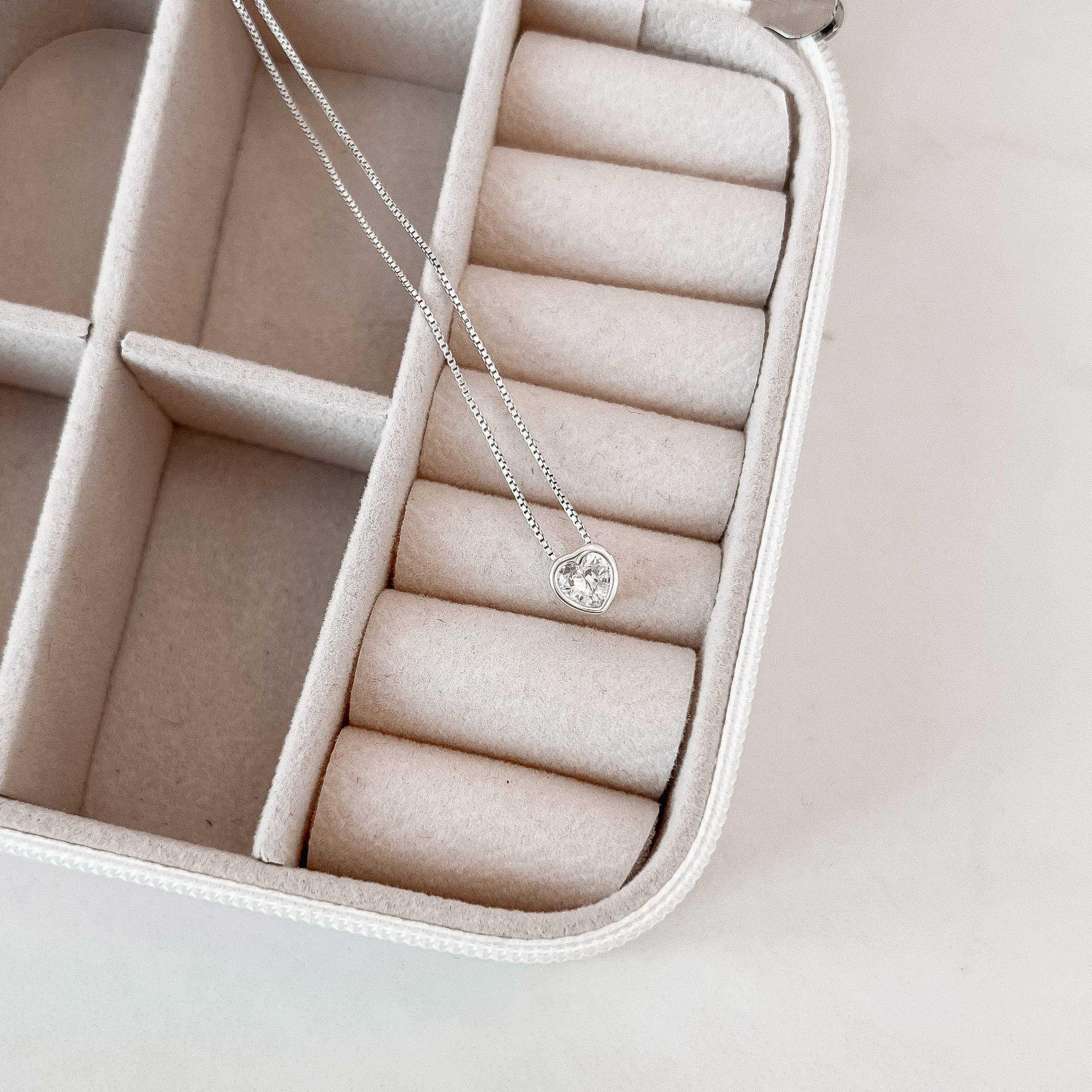 Imagem Secundária Colar zircônia embutida coração 6mm 40cm