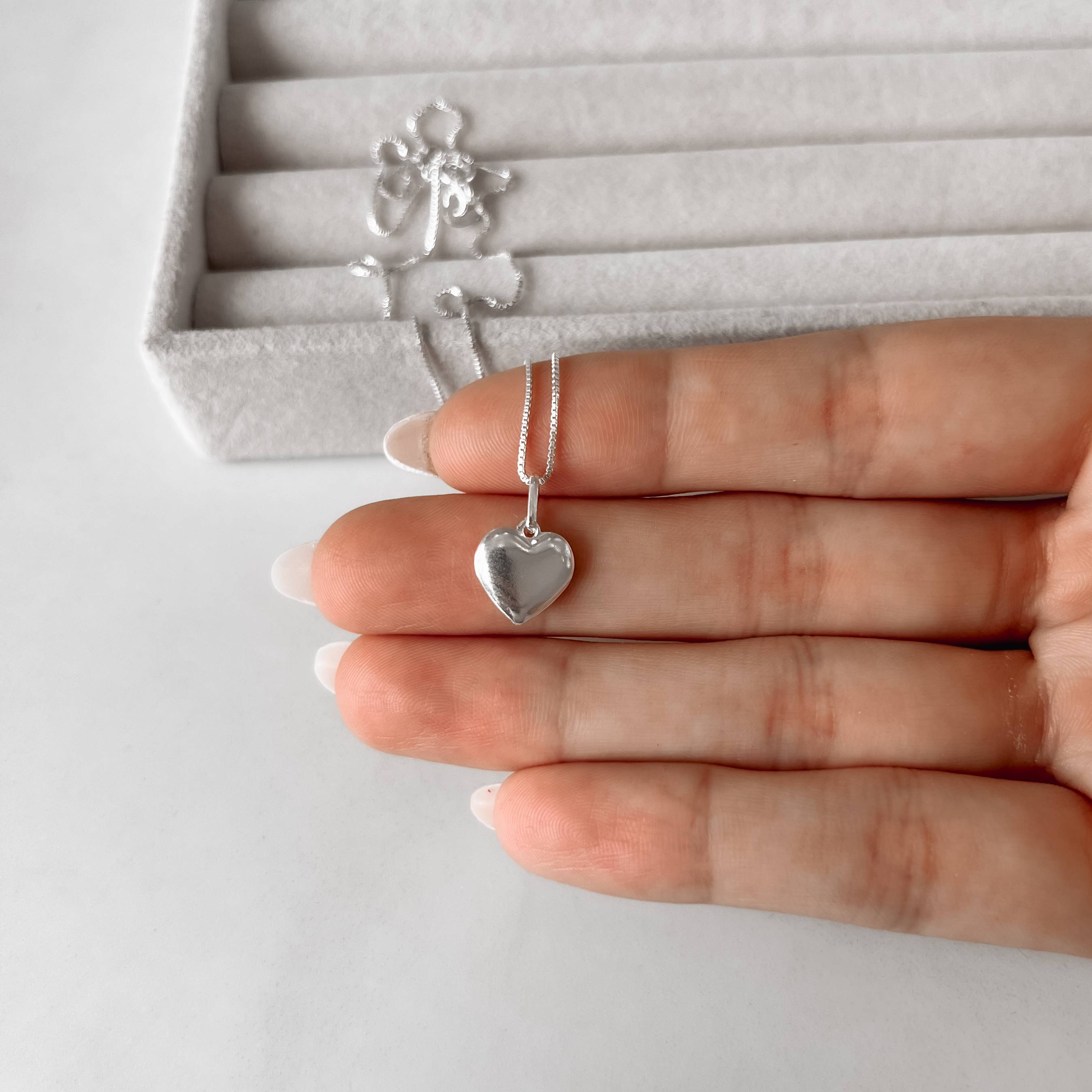 Imagem Secundária Colar pingente coração liso 10mm 40cm