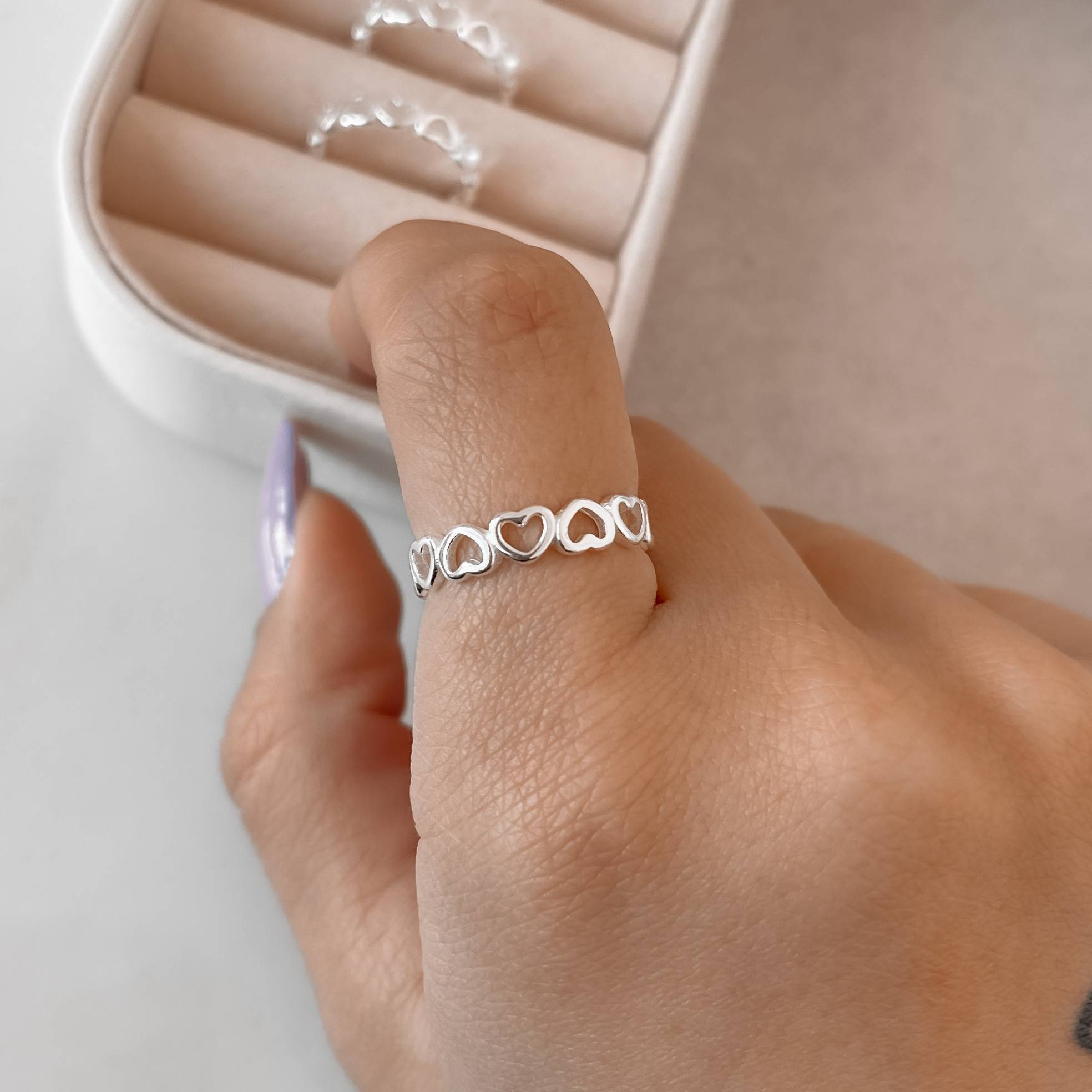 Imagem Anel corações vazados 4mm