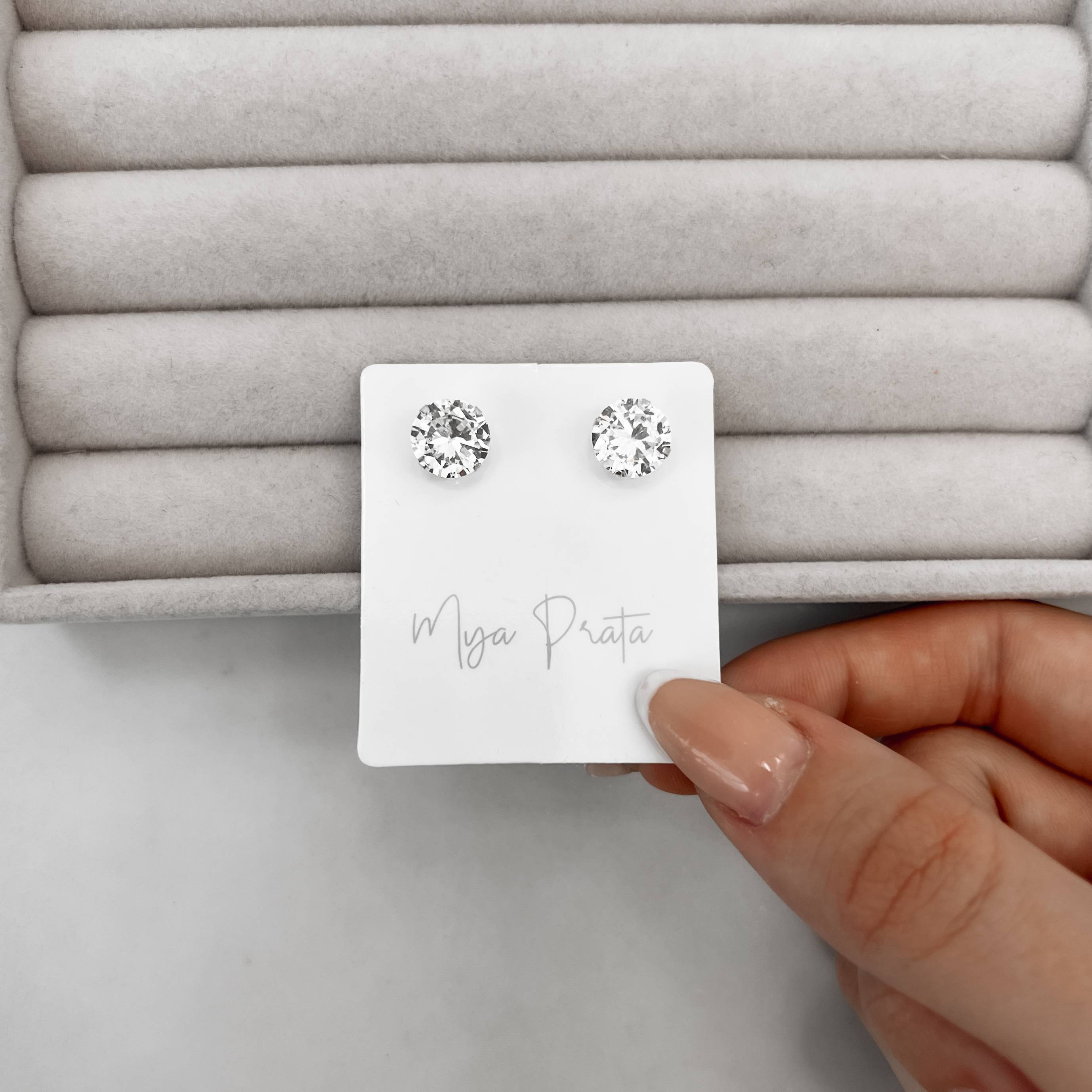 Imagem Secundária Brinco zircônia redonda cristal 9mm