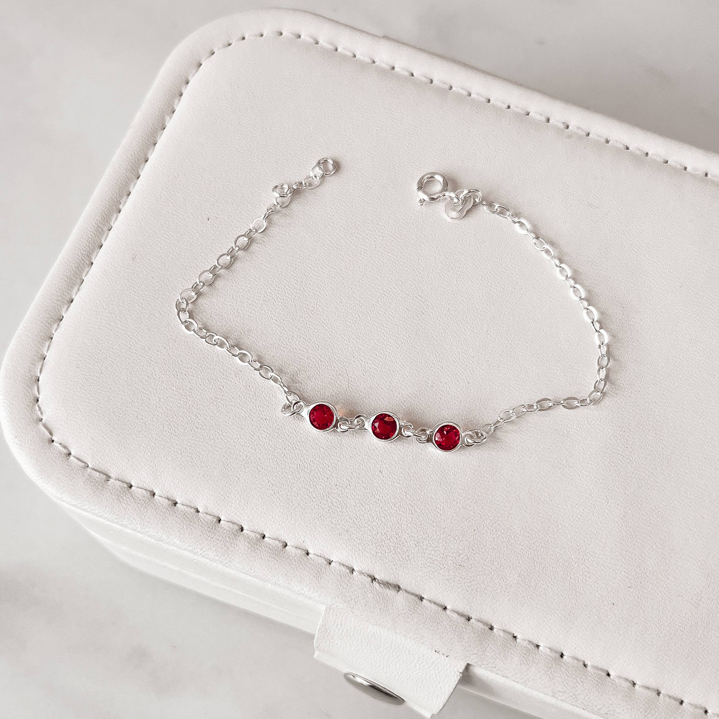 Pulseira entremeio zircônias cereja 6mm