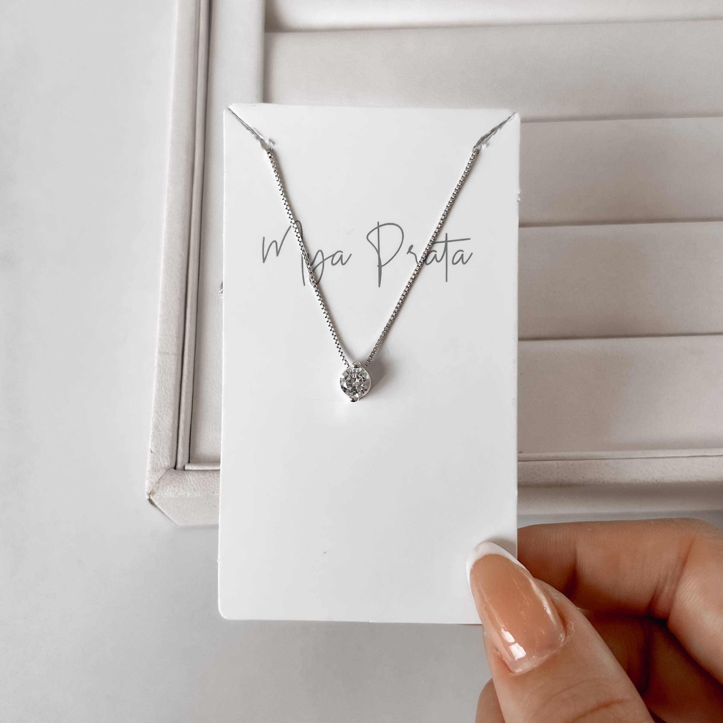 Colar zircônia redonda caixa alta 5mm 40cm