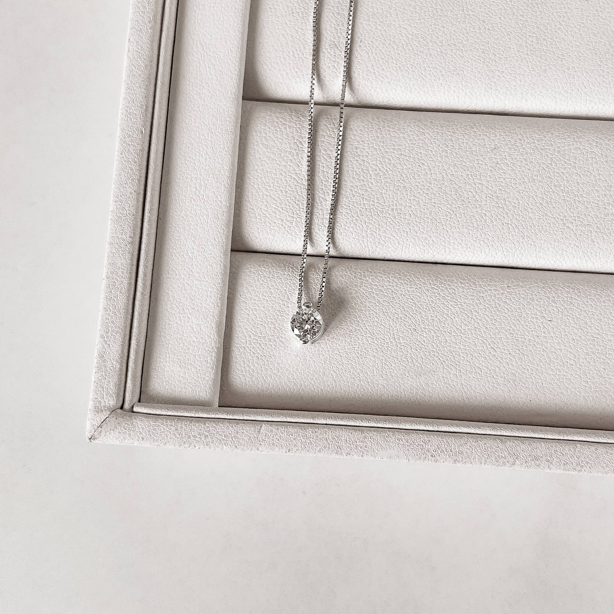 Imagem Secundária Colar zircônia redonda caixa alta 5mm 40cm