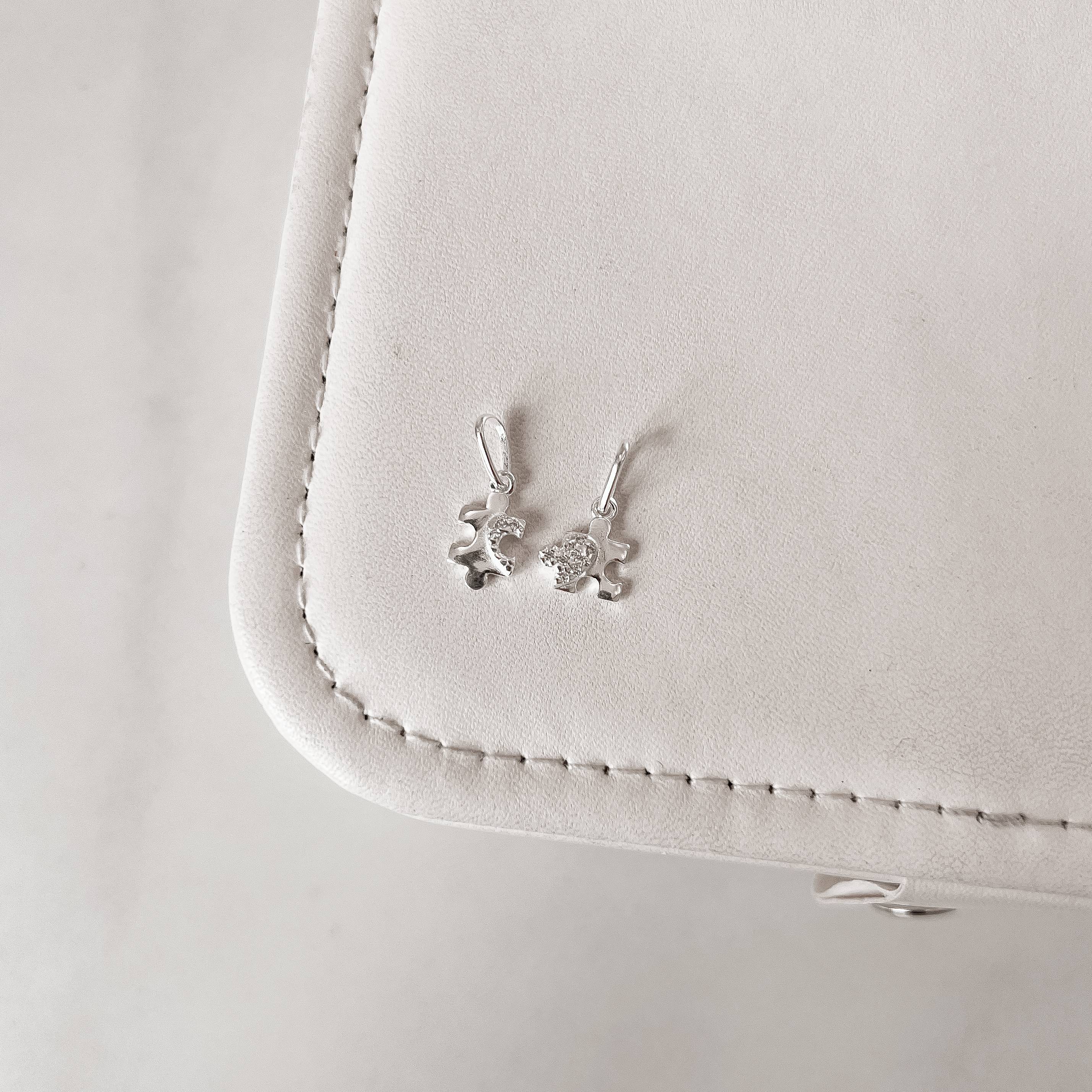 Pingente amizade quebra-cabeça com coração cravejado PAR