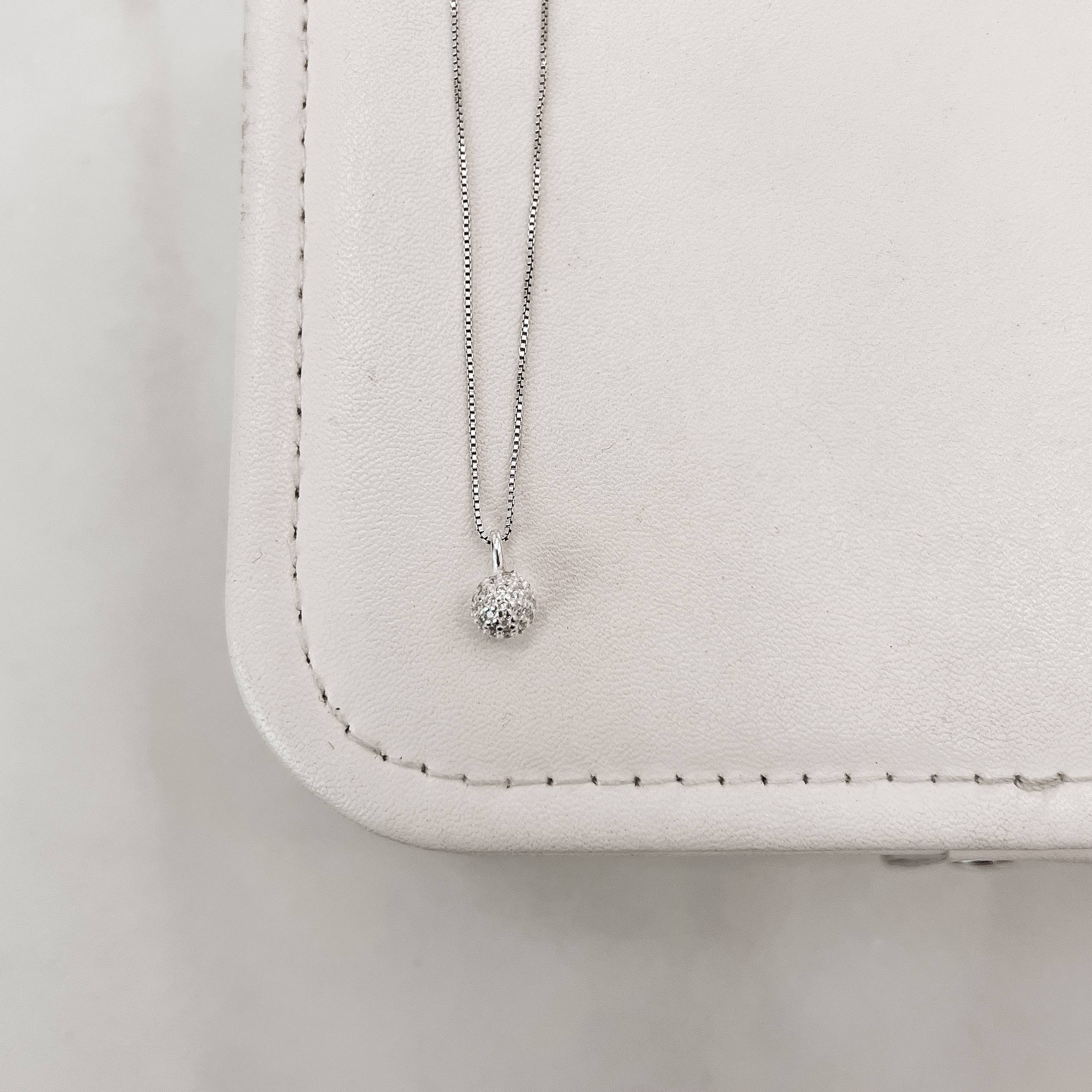 Colar pingente bola toda cravejada 6mm 40cm