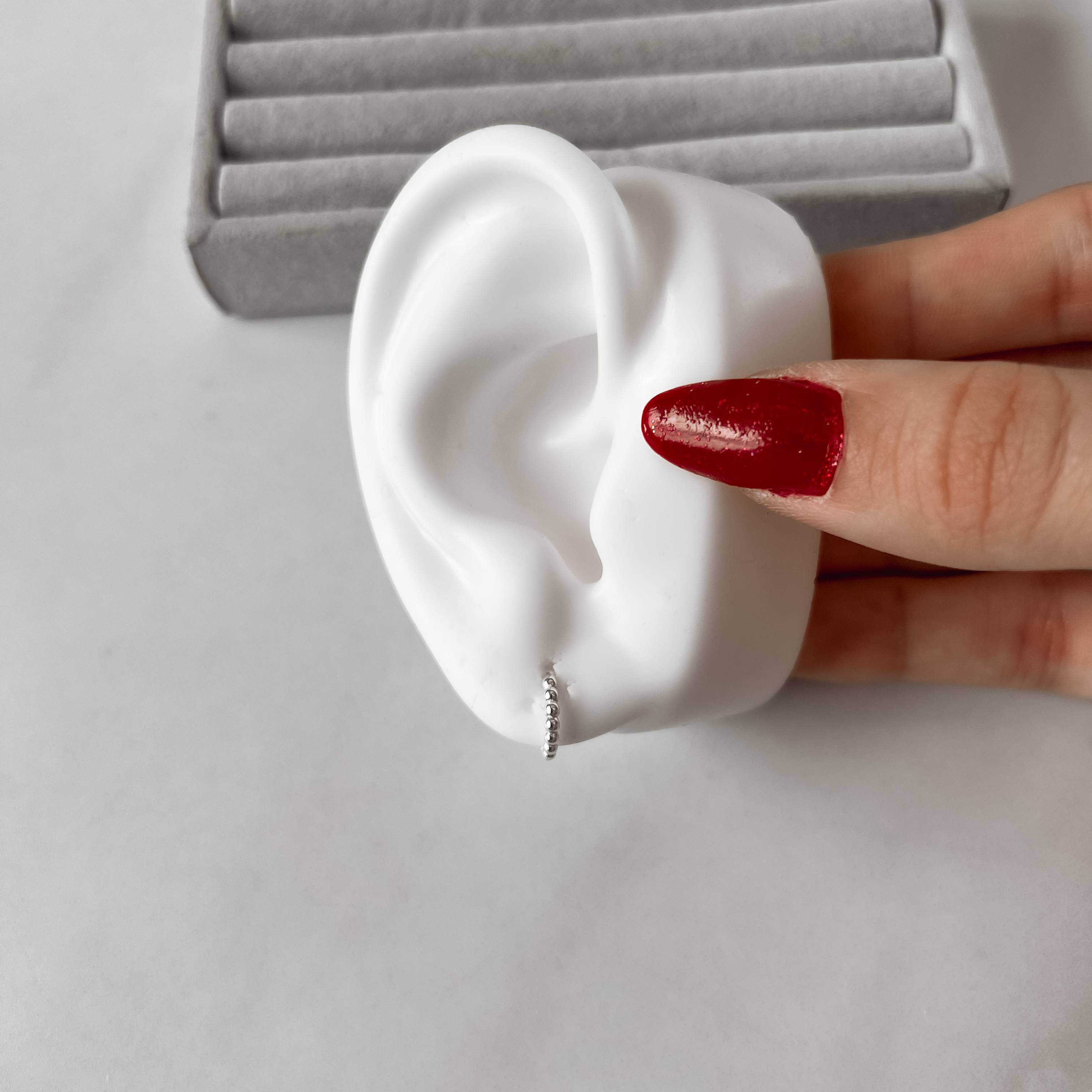 Argola fio bolinha 10mm tarraxa