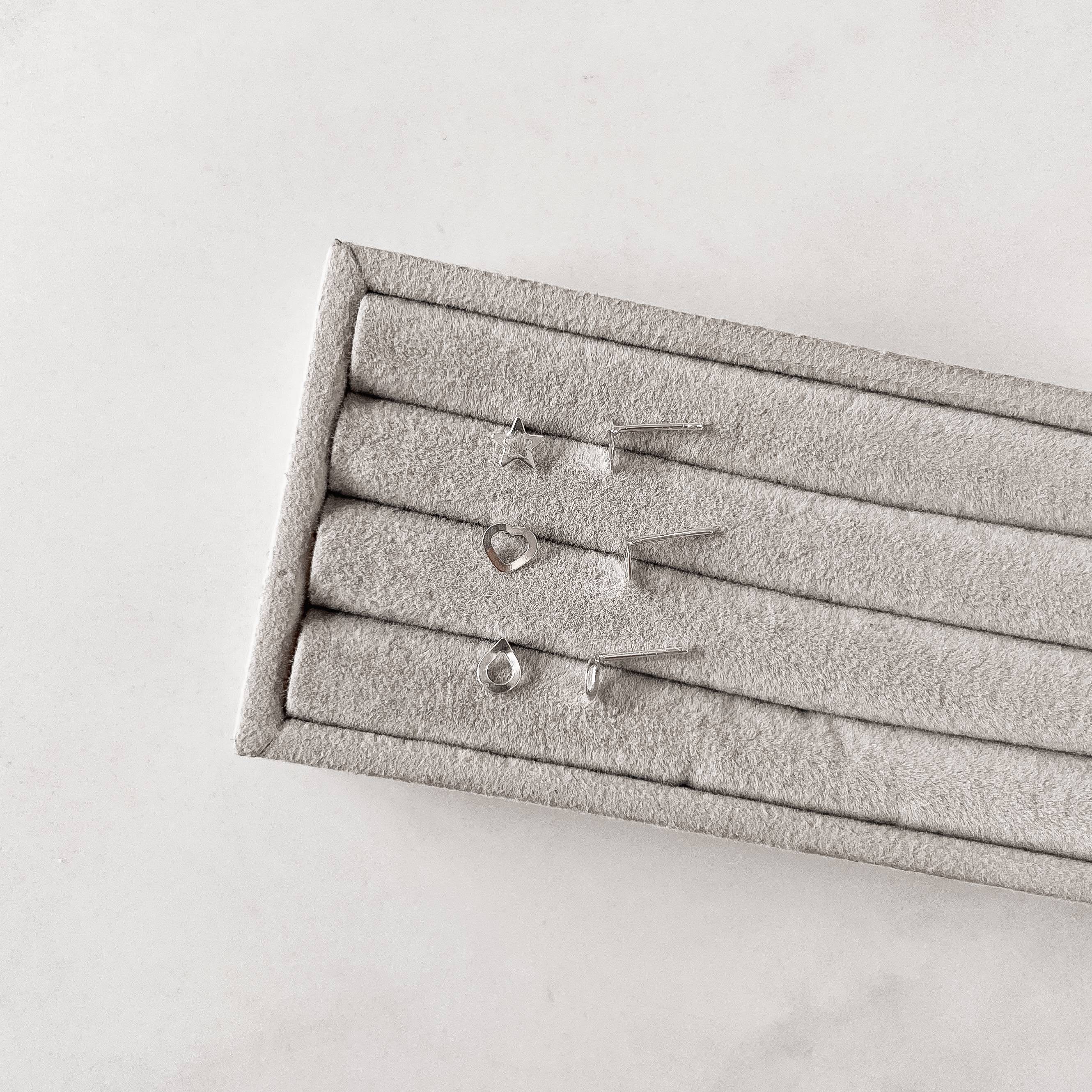 Trio estrela, coração e gota vazada 6mm