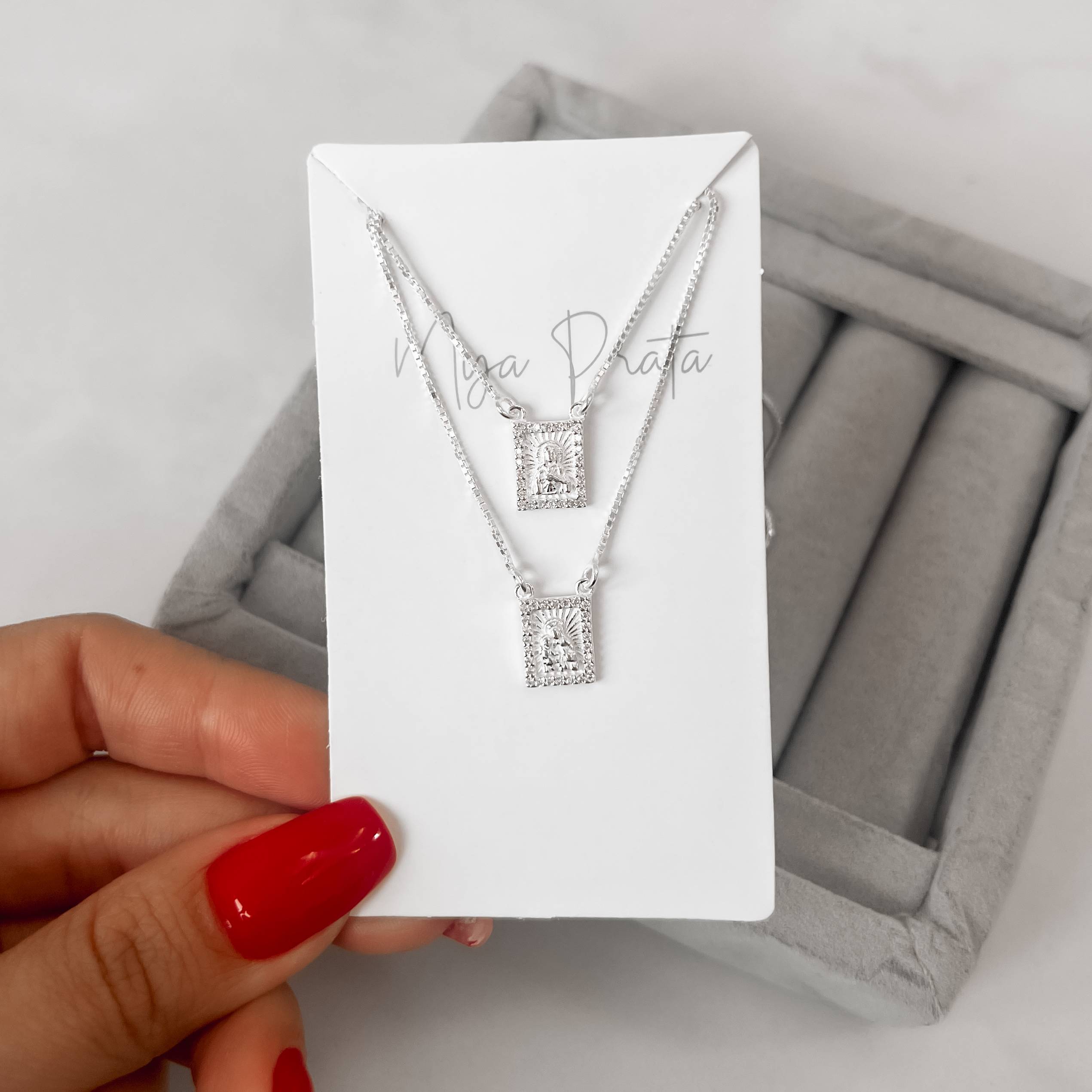 Escapulário tradicional cravejado v15 60cm