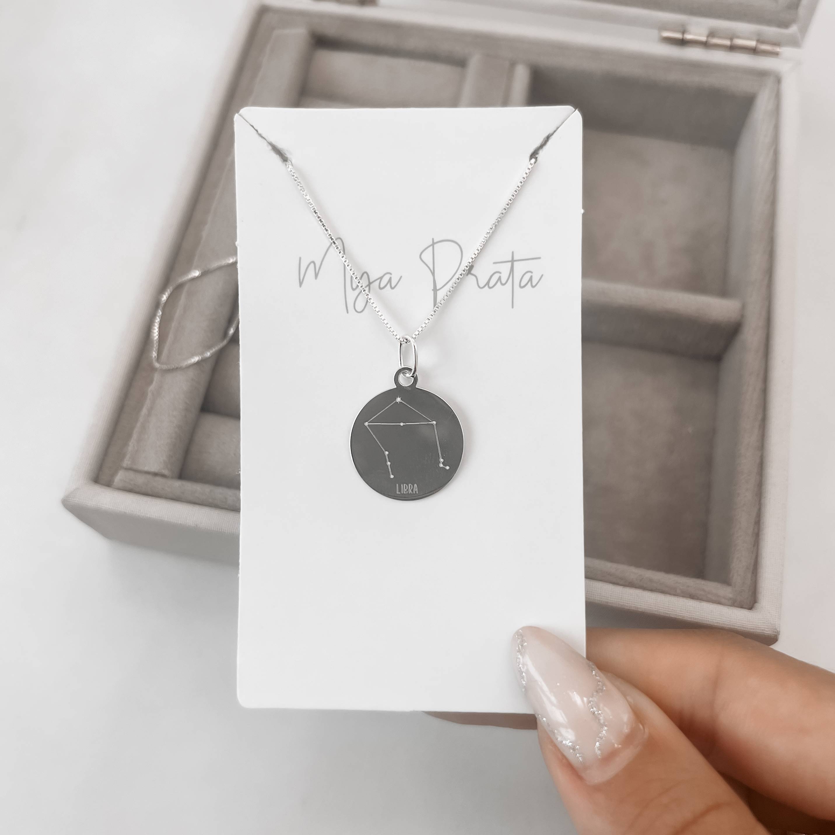 Imagem Secundária Colar pingente constelação signo libra 45cm