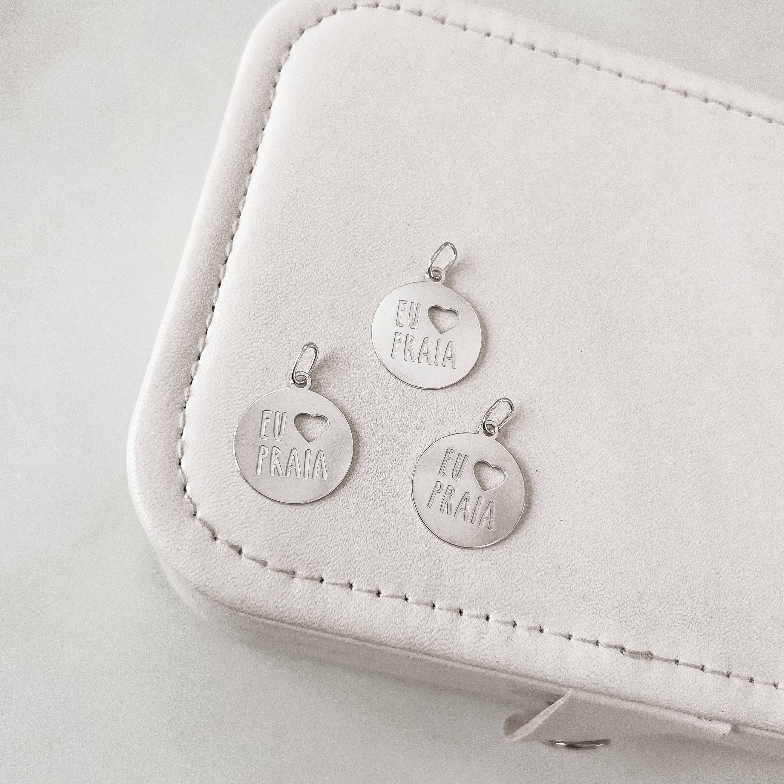 Pingente medalha eu amo praia