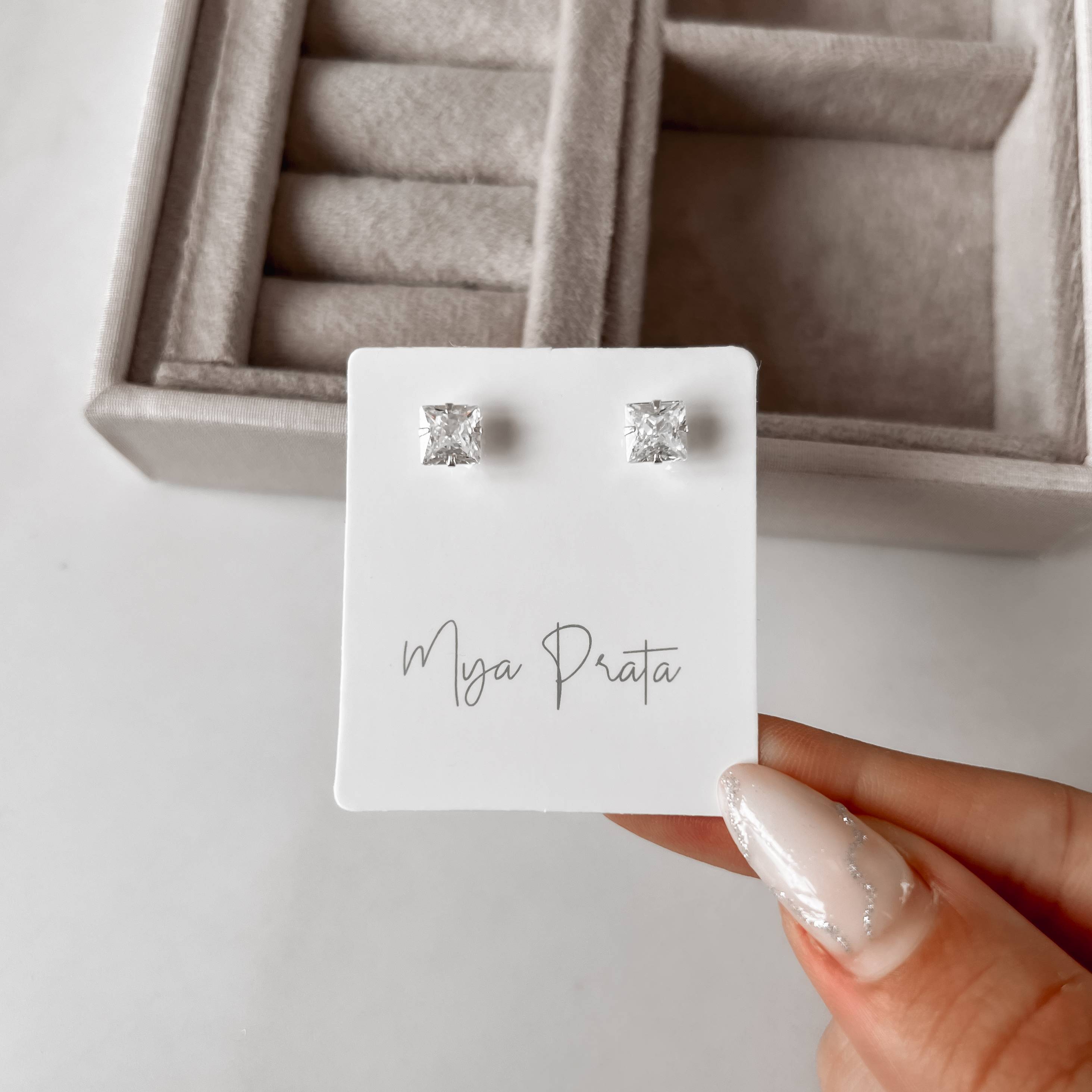 Imagem Secundária Brinco zircônia quadrada cristal 6mm