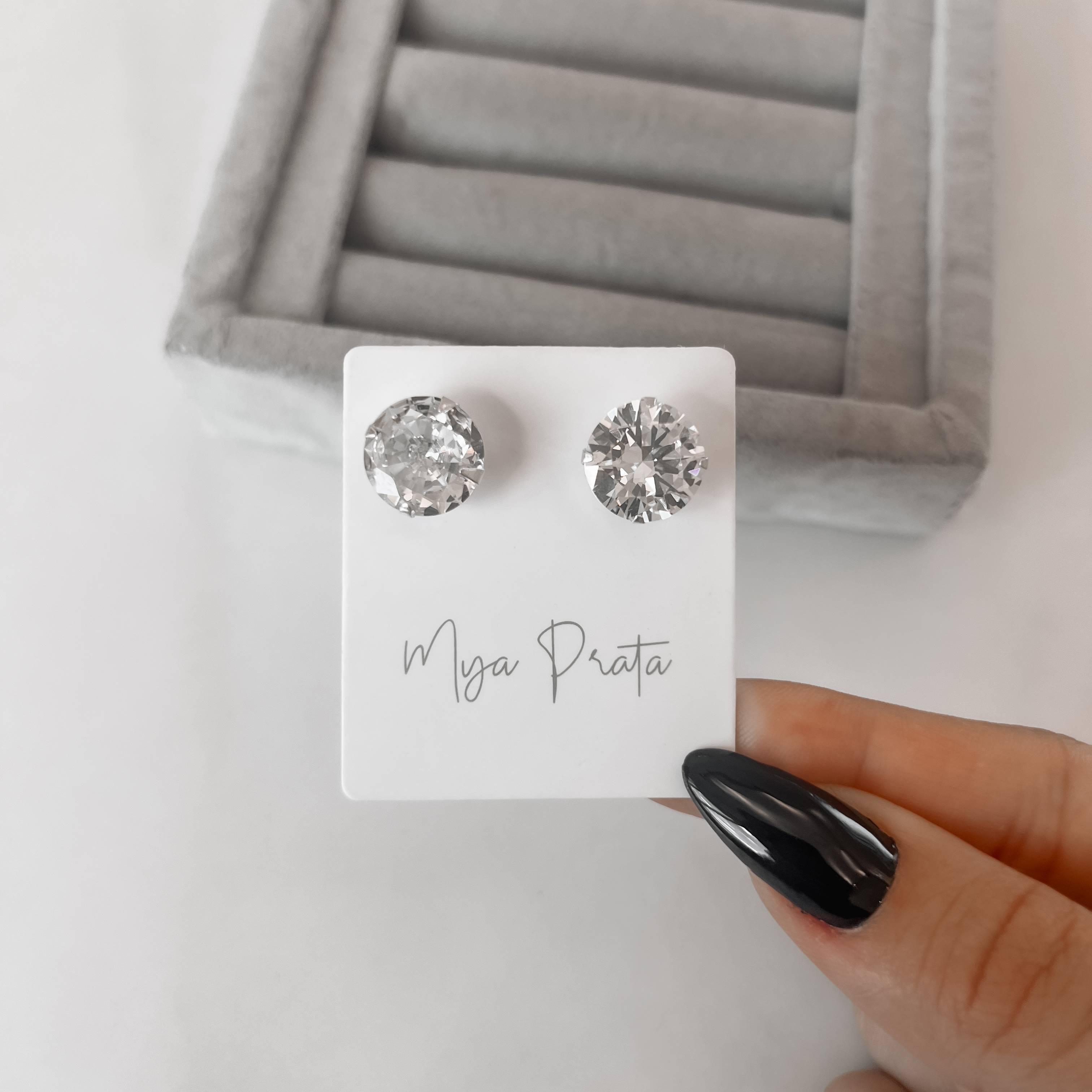 Imagem Brinco zircônia redonda cristal 12mm