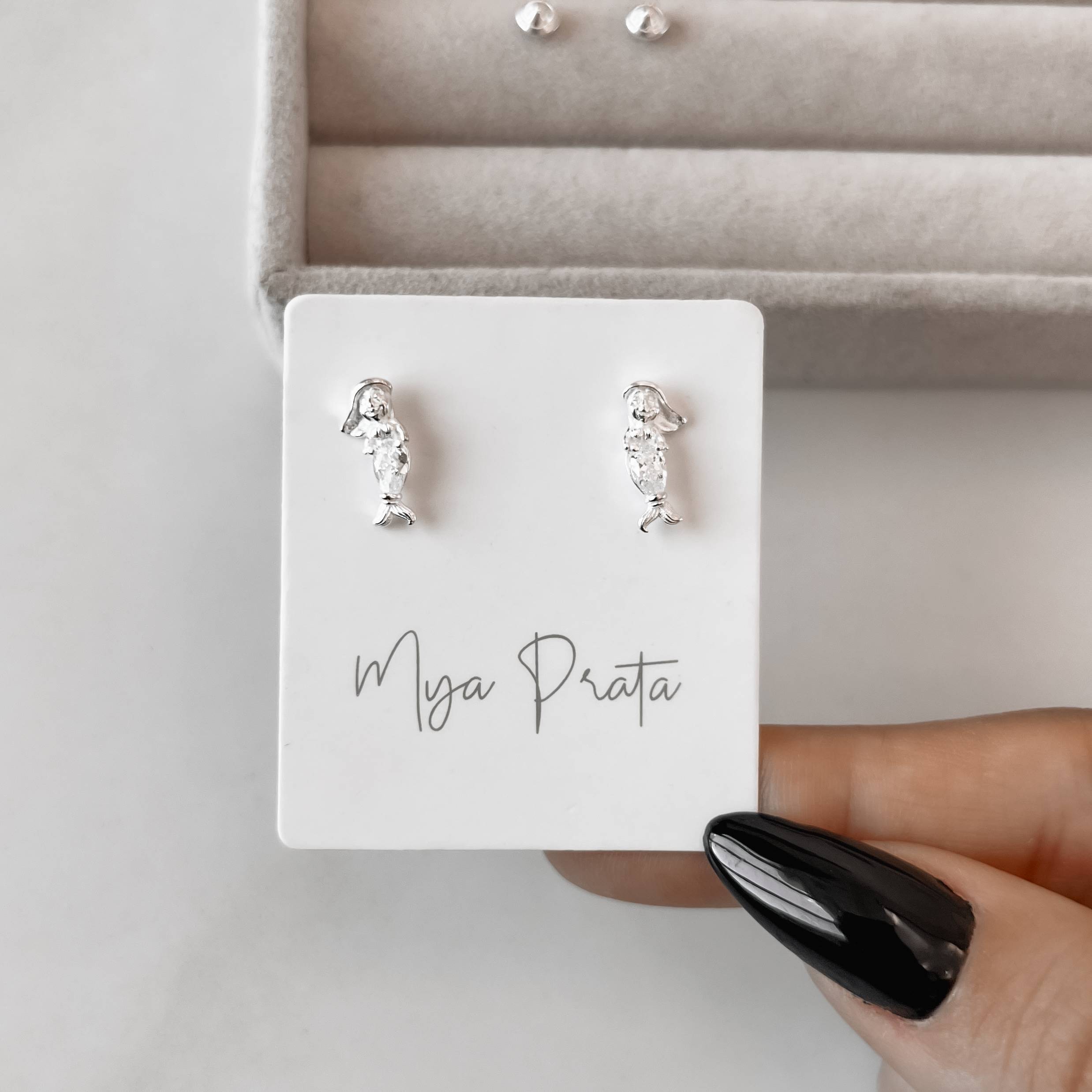 Imagem Secundária Brinco infantil sereia com zircônia gota cristal 12mm tarraxa baby