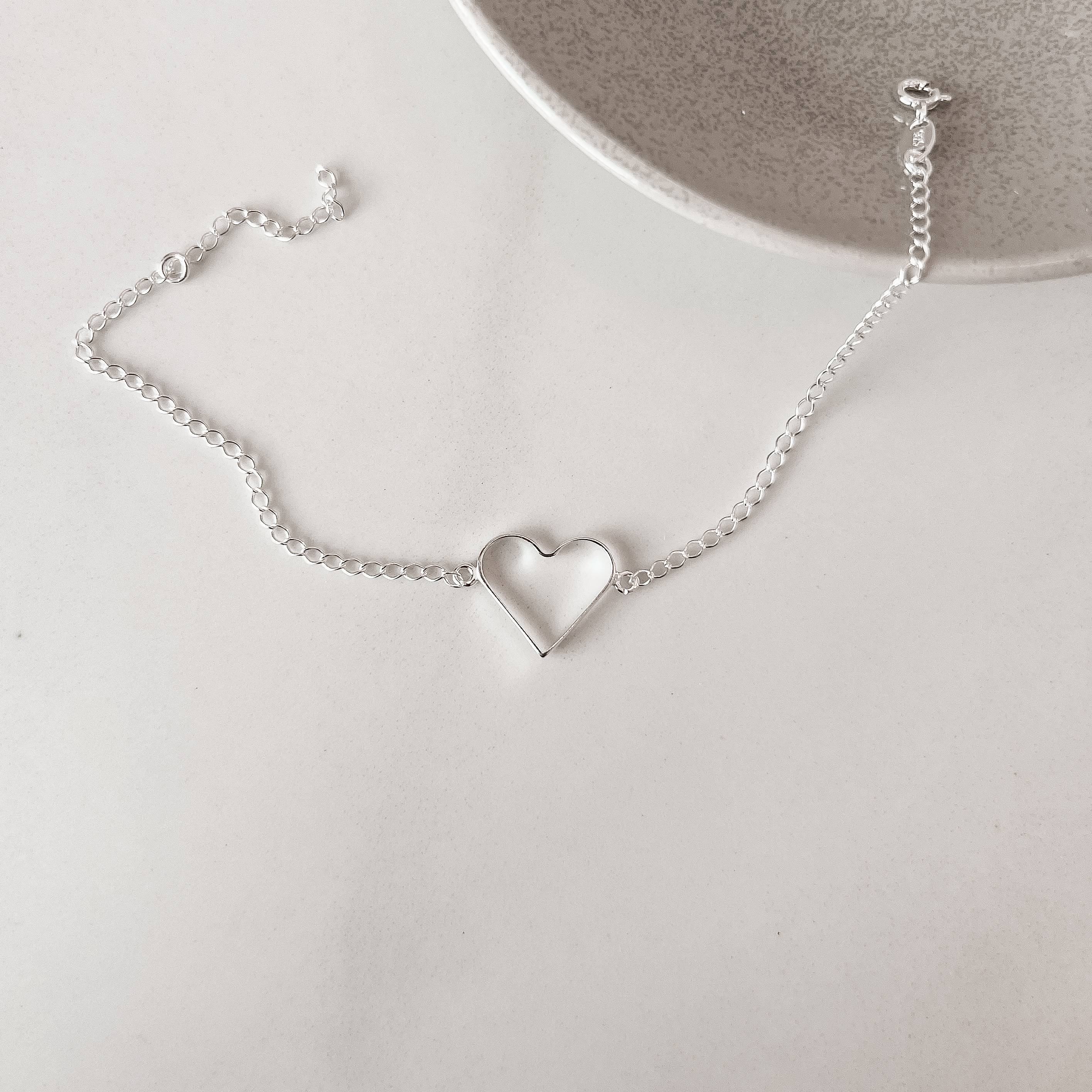 Pulseira entremeio coração vazado 16mm