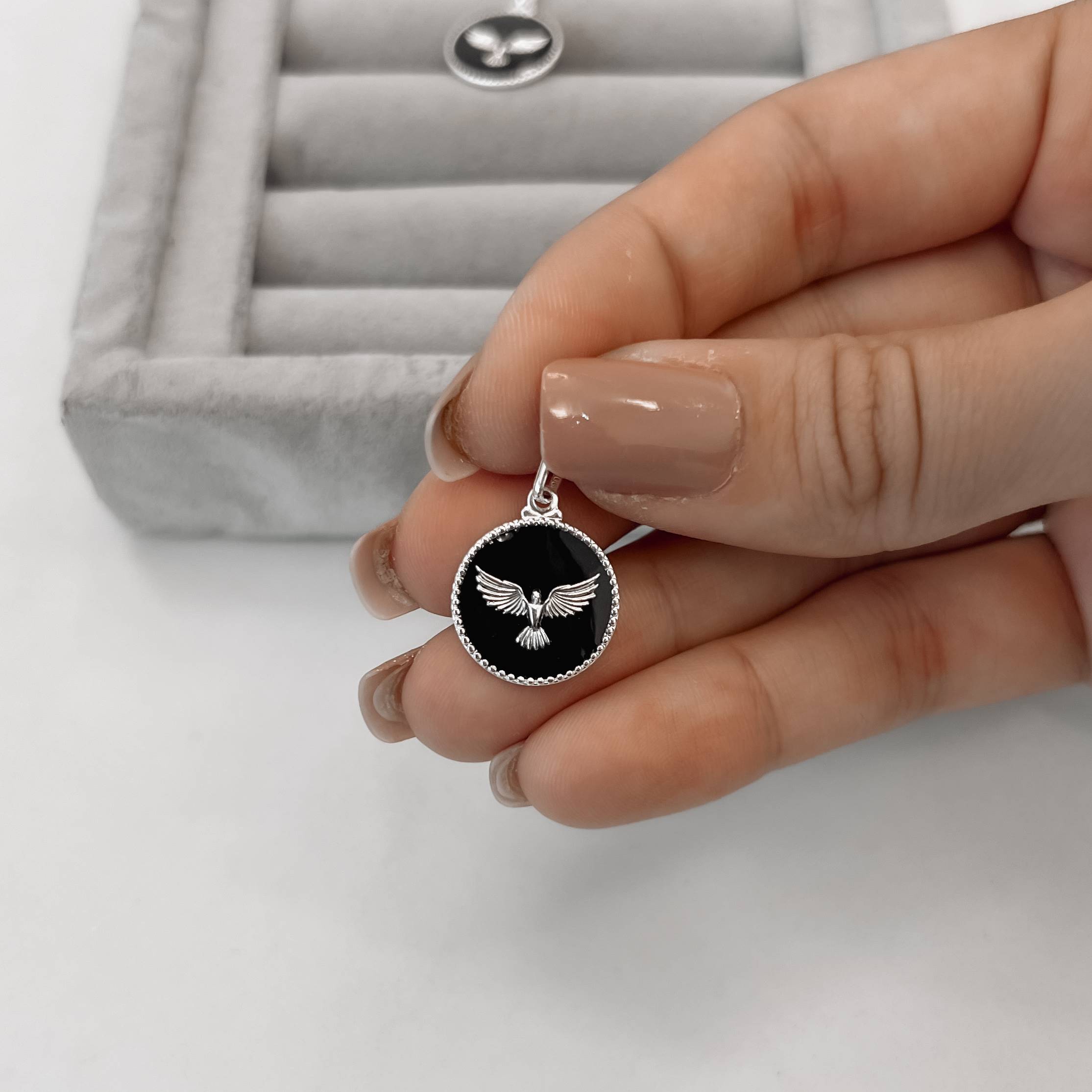 Pingente medalha Espírito Santo resina 18mm