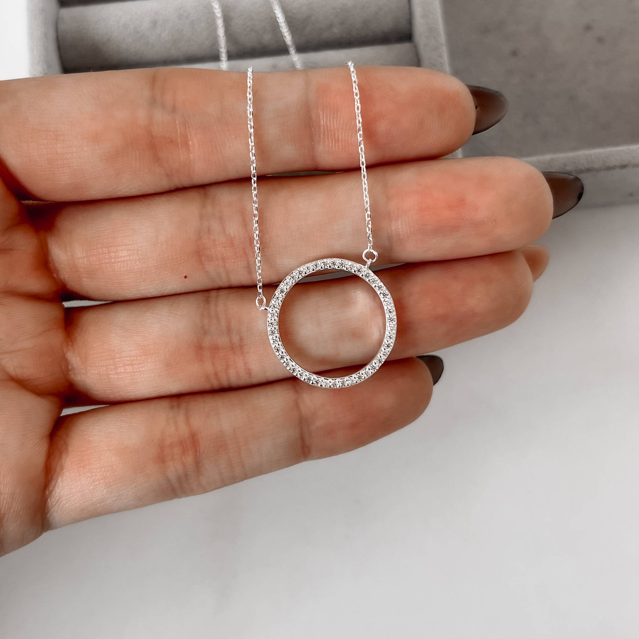 Imagem Secundária Colar entremeio círculo vazado cravejado 20mm 40+5cm