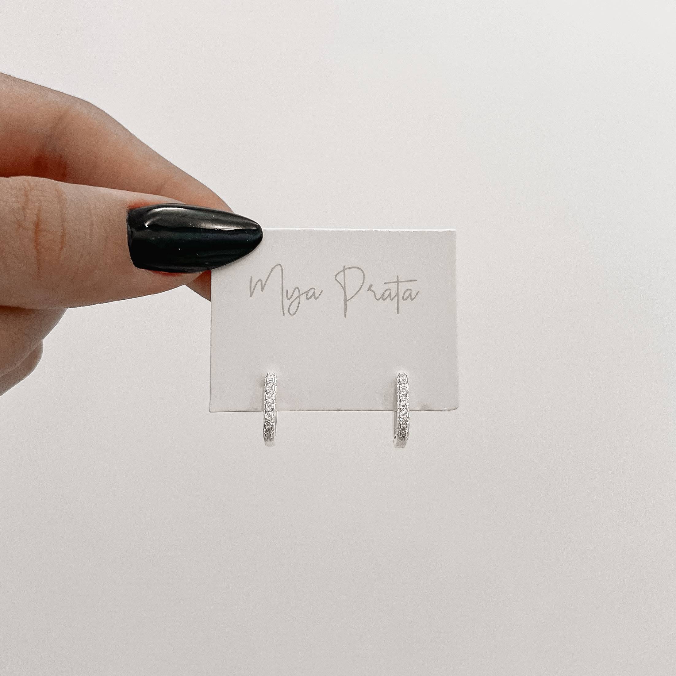 Imagem Secundária Argola click retangular cravejada 11mm importada