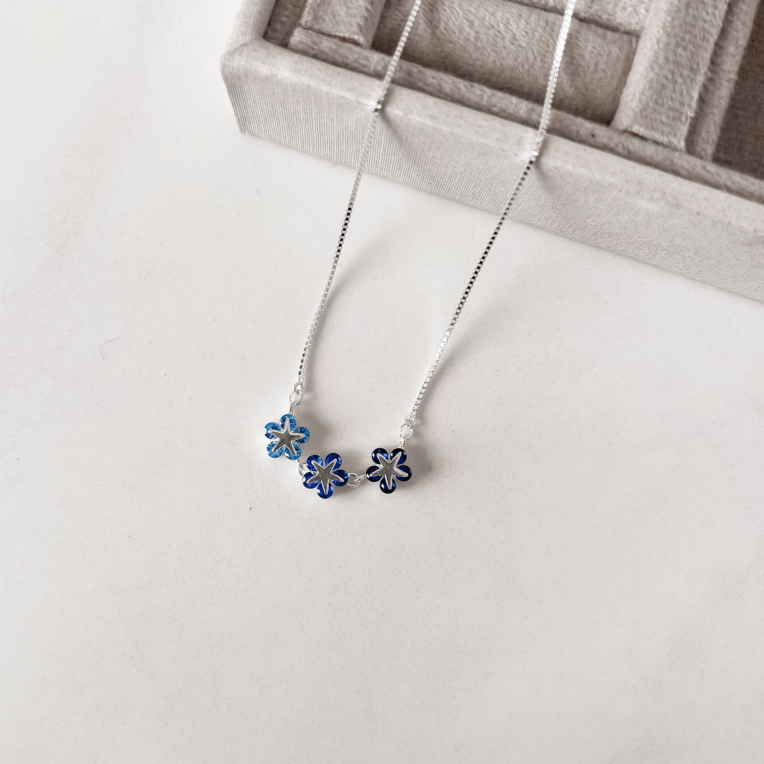 Imagem Secundária Colar entremeio estrelas cravejadas azul 25mm v15 40+5cm