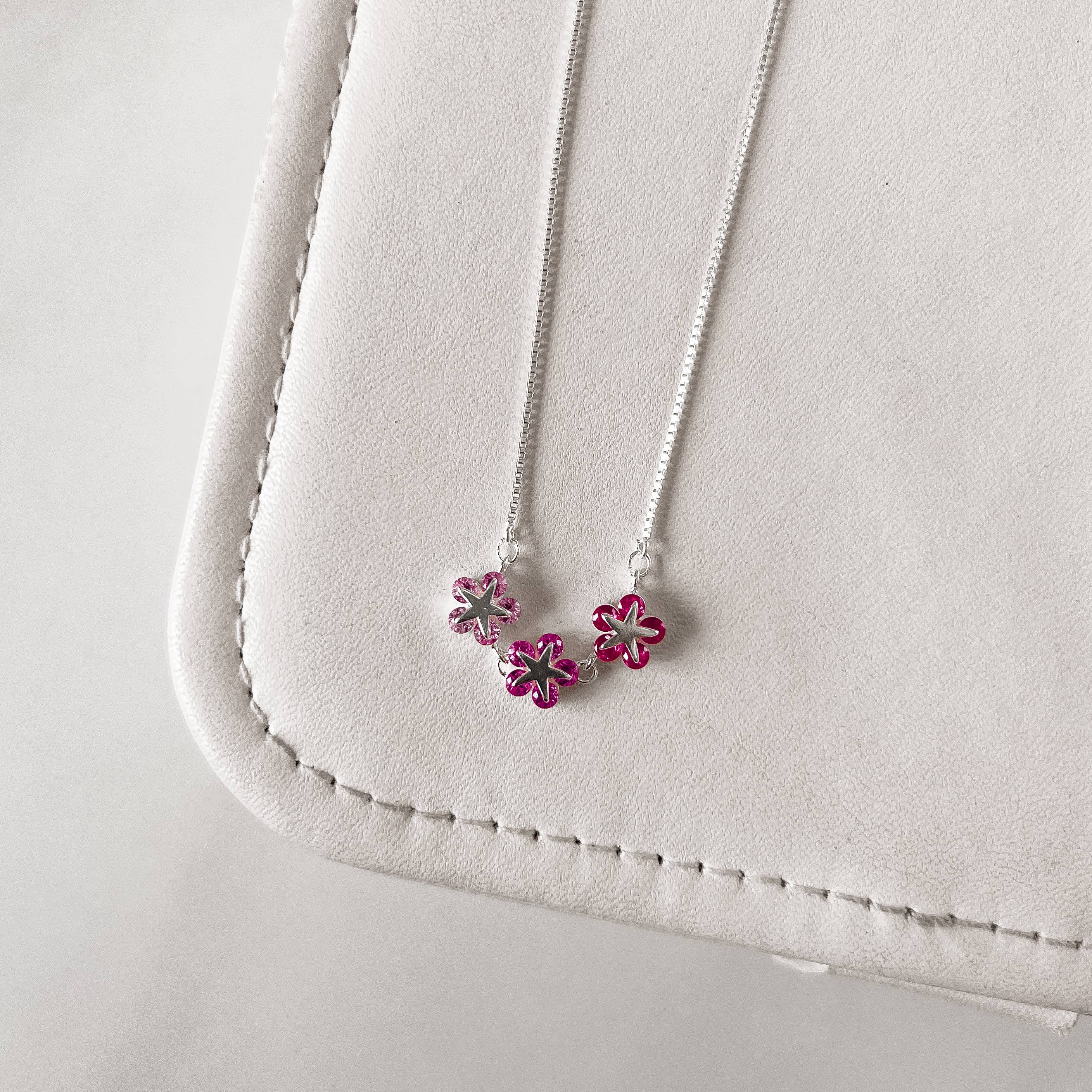 Imagem Colar entremeio estrelas cravejadas rosa 25mm v15 40+5cm