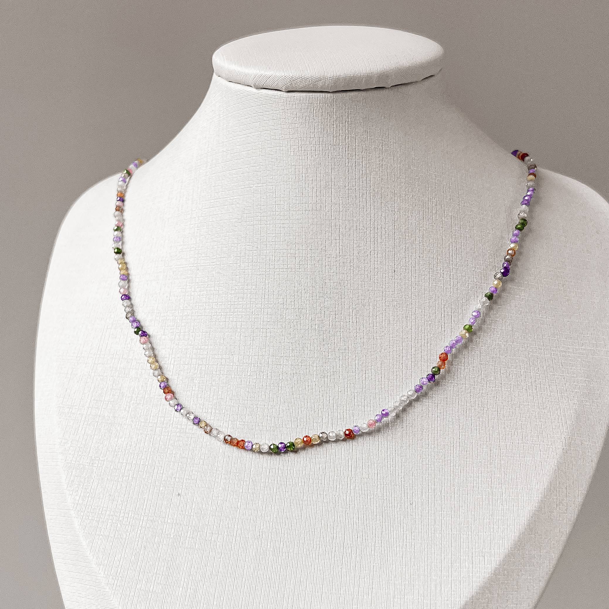 Choker zircônia redonda facetada colorida 2mm