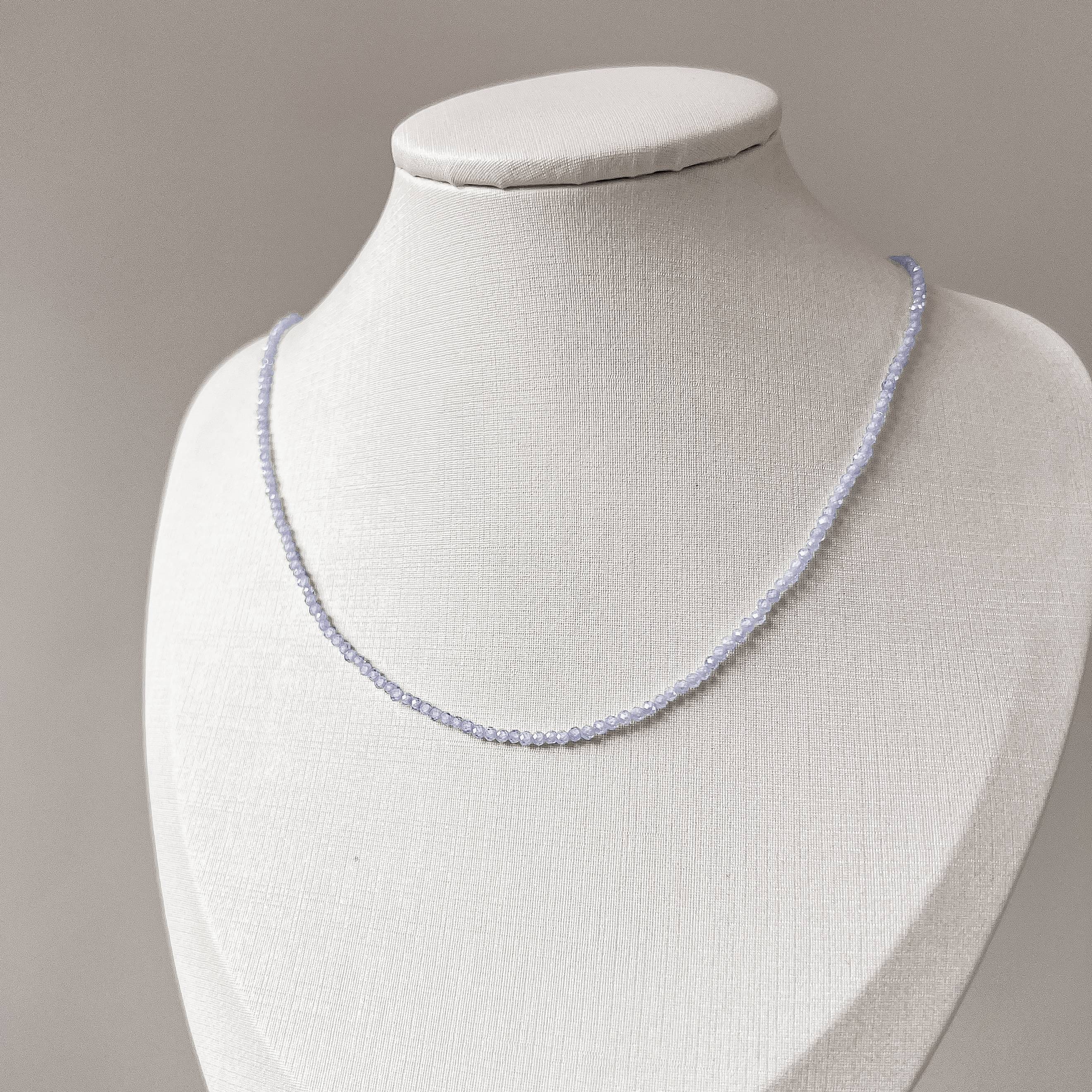 Choker zircônia redonda facetada azul claro 2mm
